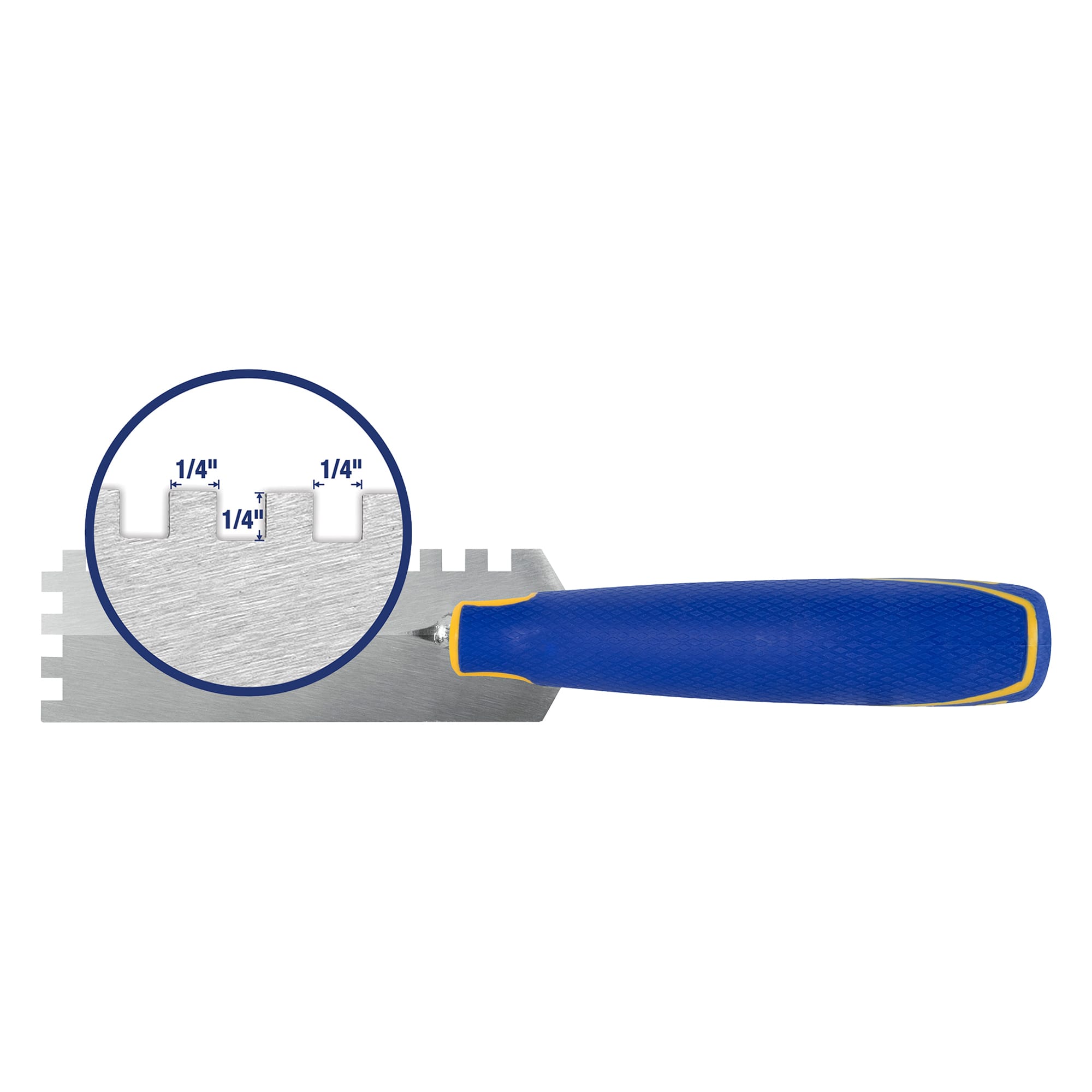 1/4" x 1/4" x 1/4" Square Notch Margin Trowel with Bucket Hook - 4