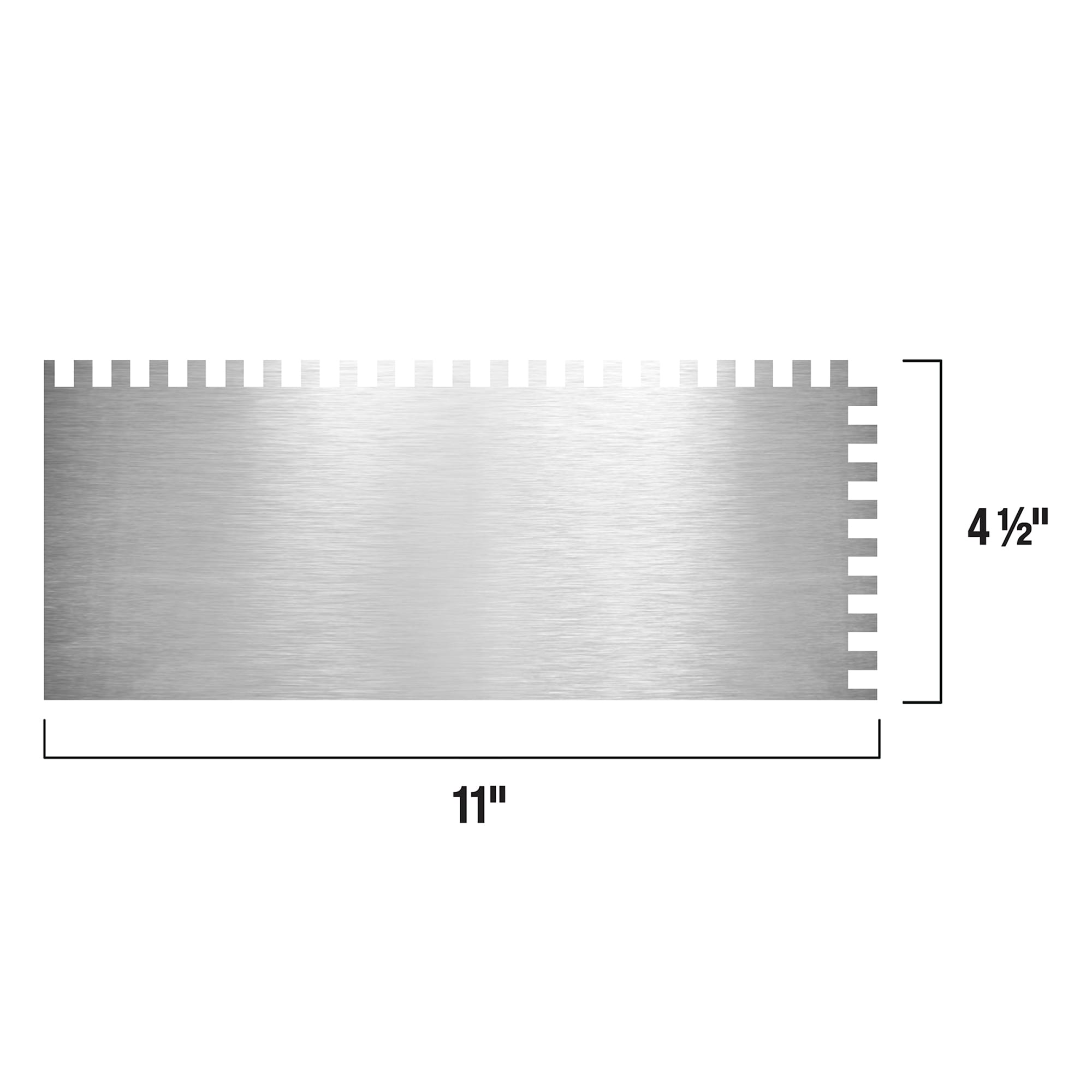 1/4" x 3/8" x 1/4" Square Notch Carbon Steel Trowel w/ Wood Handle - 6