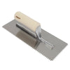 1/4" x 3/16" V-Notch Carbon Steel Trowel with Wood Handle - 1