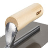 1/4" x 3/16" V-Notch Carbon Steel Trowel with Wood Handle - 3