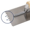 1/4" x 3/16" V-Notch Carbon Steel Trowel with Wood Handle - 7