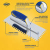 1/4" x 3/8" x 1/4" Square Notch Stainless Trowel w/ Comfort Grip - 2