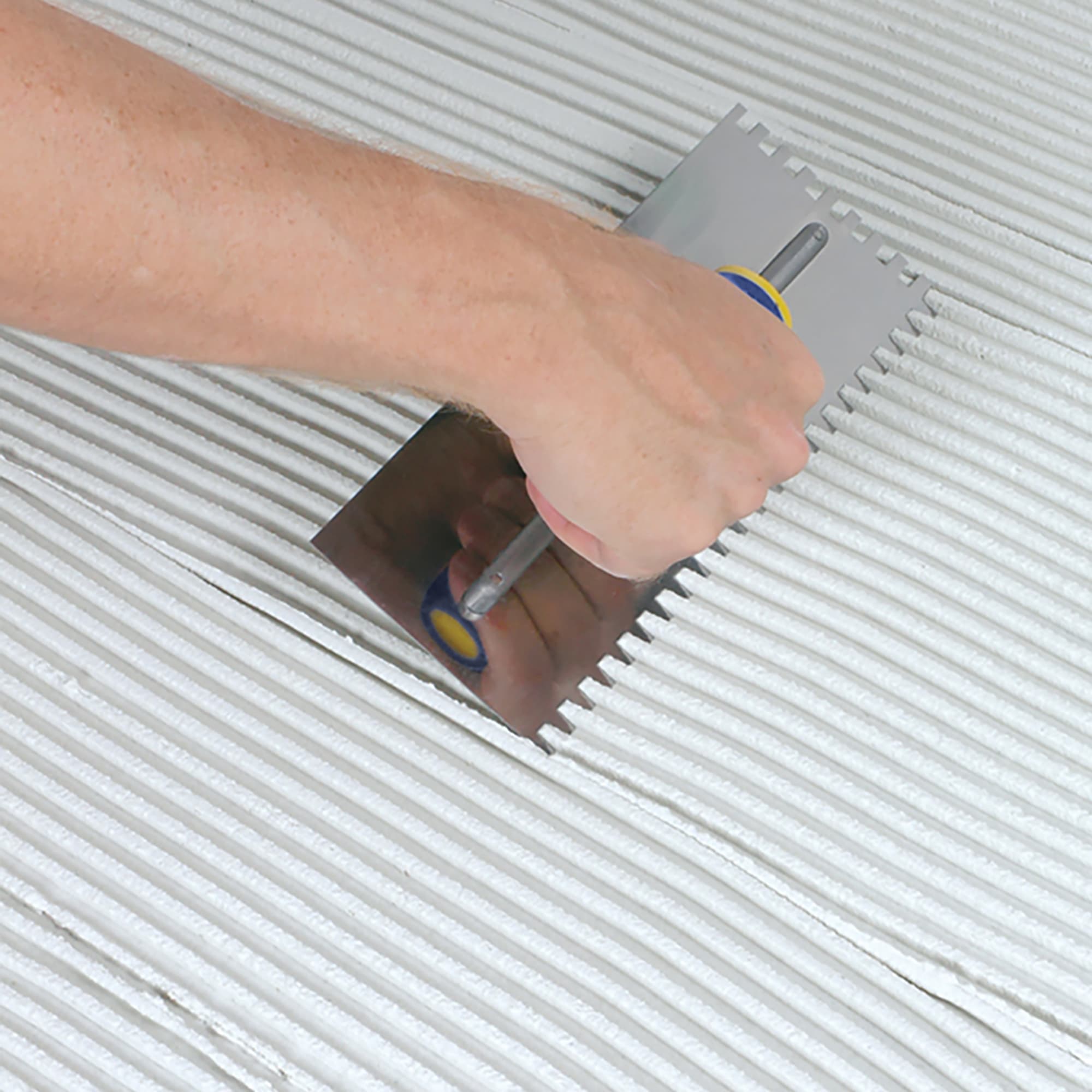 1/4" x 3/8" x 1/4" Square Notch Stainless Trowel w/ Comfort Grip - 2