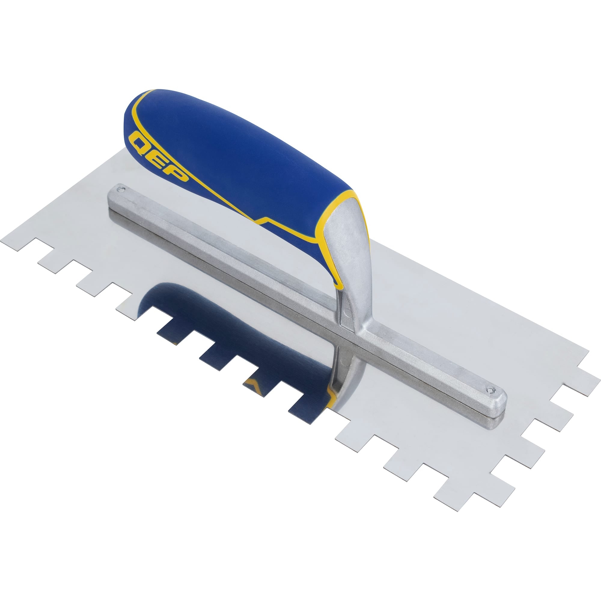 1/2" x 1/2" x 1/2" Square Notch Stainless Trowel w/ Comfort Grip - 1
