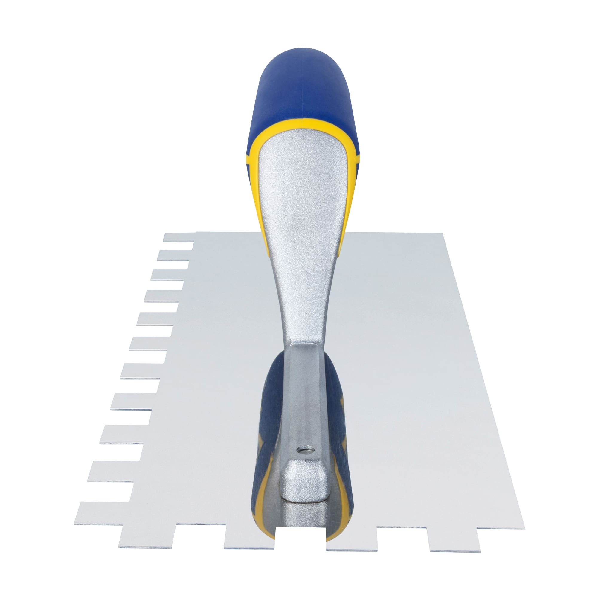 1/2" x 1/2" x 1/2" Square Notch Stainless Trowel w/ Comfort Grip - 3
