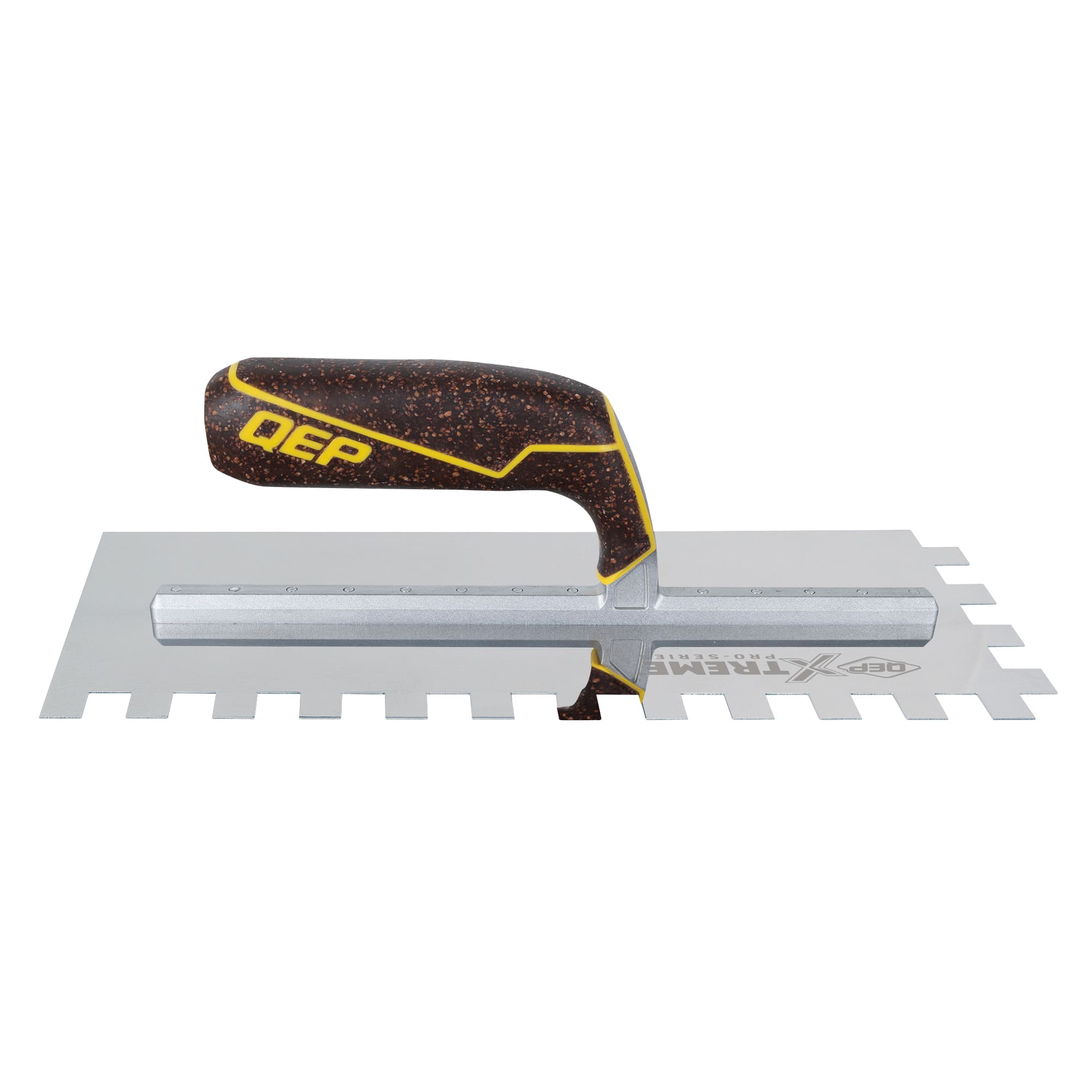 1/2" x 1/2" x 1/2" Square Notch Stainless Xtreme Trowel w/ Cork Handle - 6