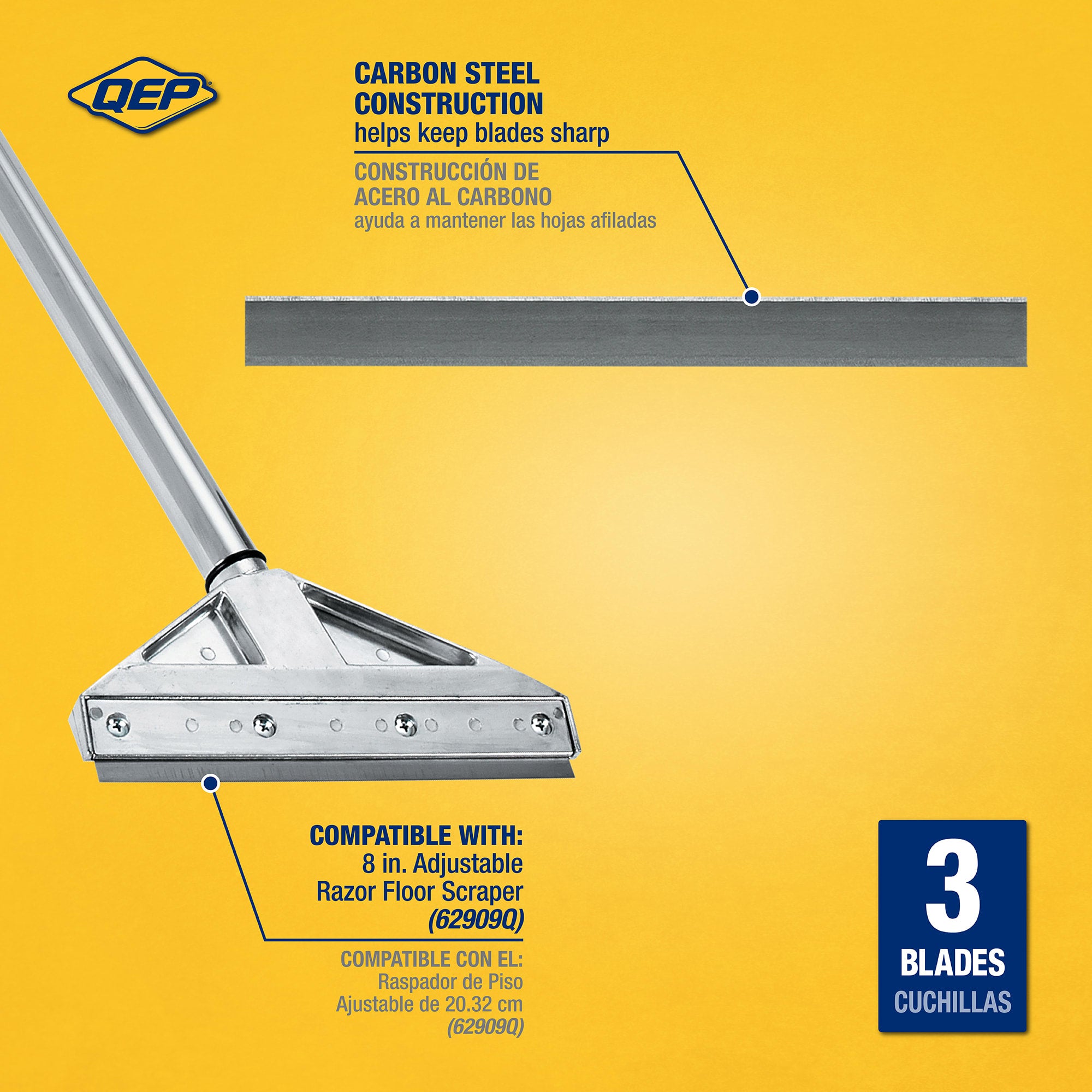 8" Carbon Steel Blades for Floor Scraper and Stripper (3 pack) - 2
