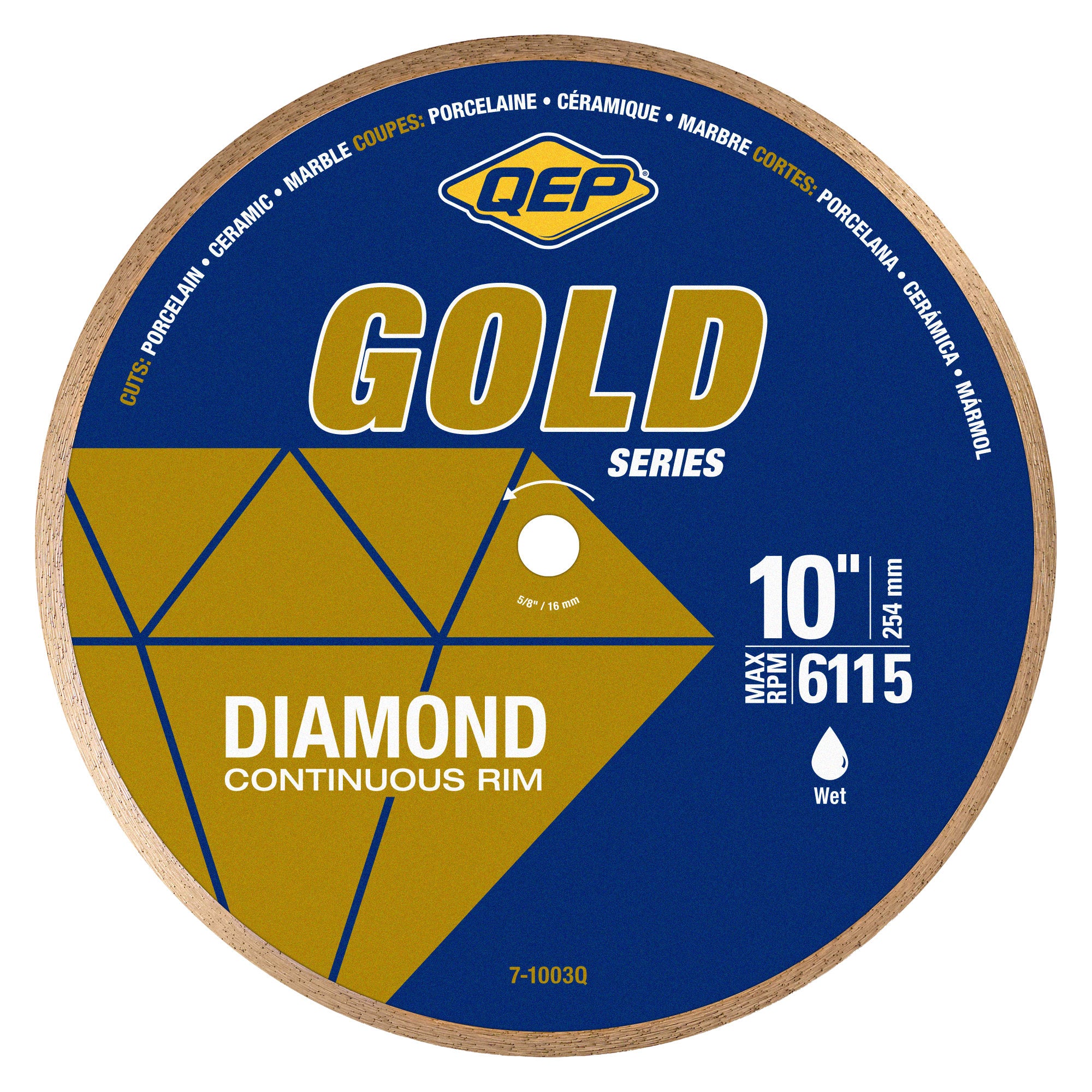 10" Gold Series Continuous Rim Diamond Saw Blade for Wet Cuts - 1