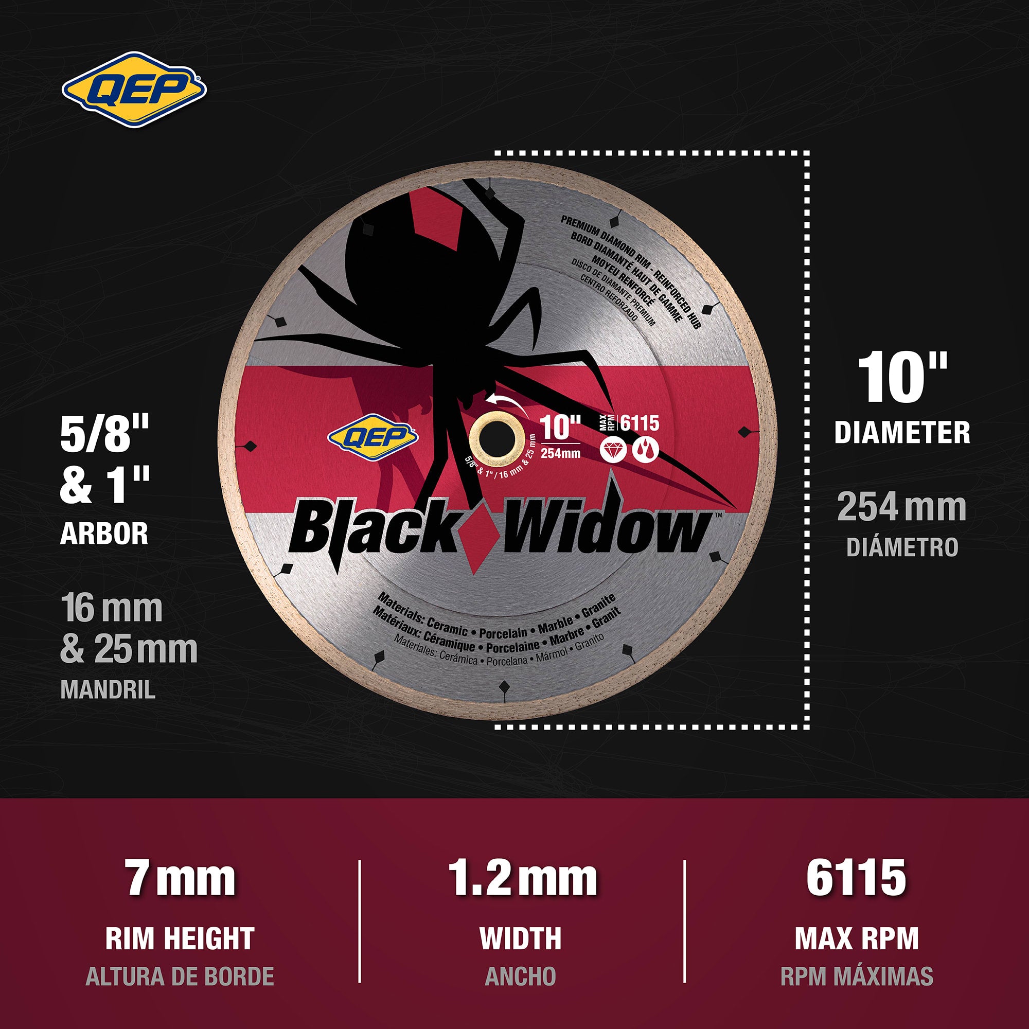 10" Black Widow Premium%2C Thin Rim Diamond Saw Blade%2C for Wet Cutting - 4