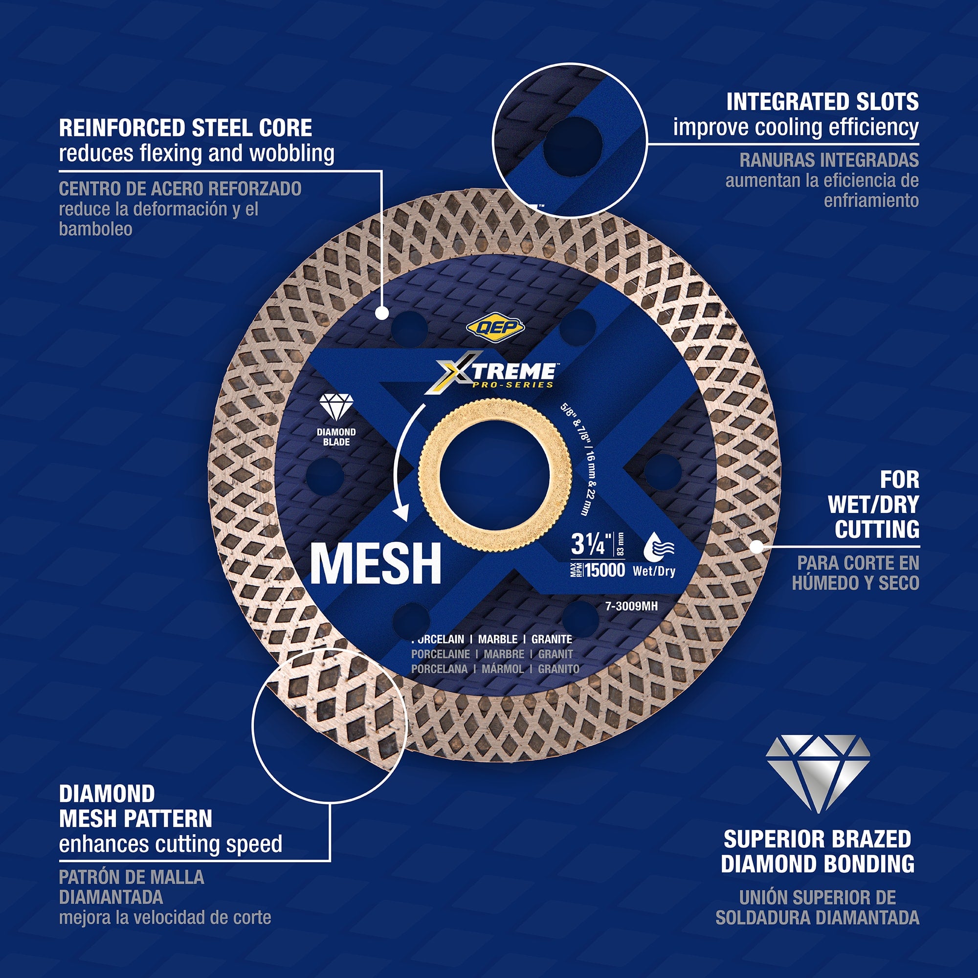 Xtreme Pro Series 3-1/4" Mesh Diamond Blade for Wet/Dry Cuts - 2