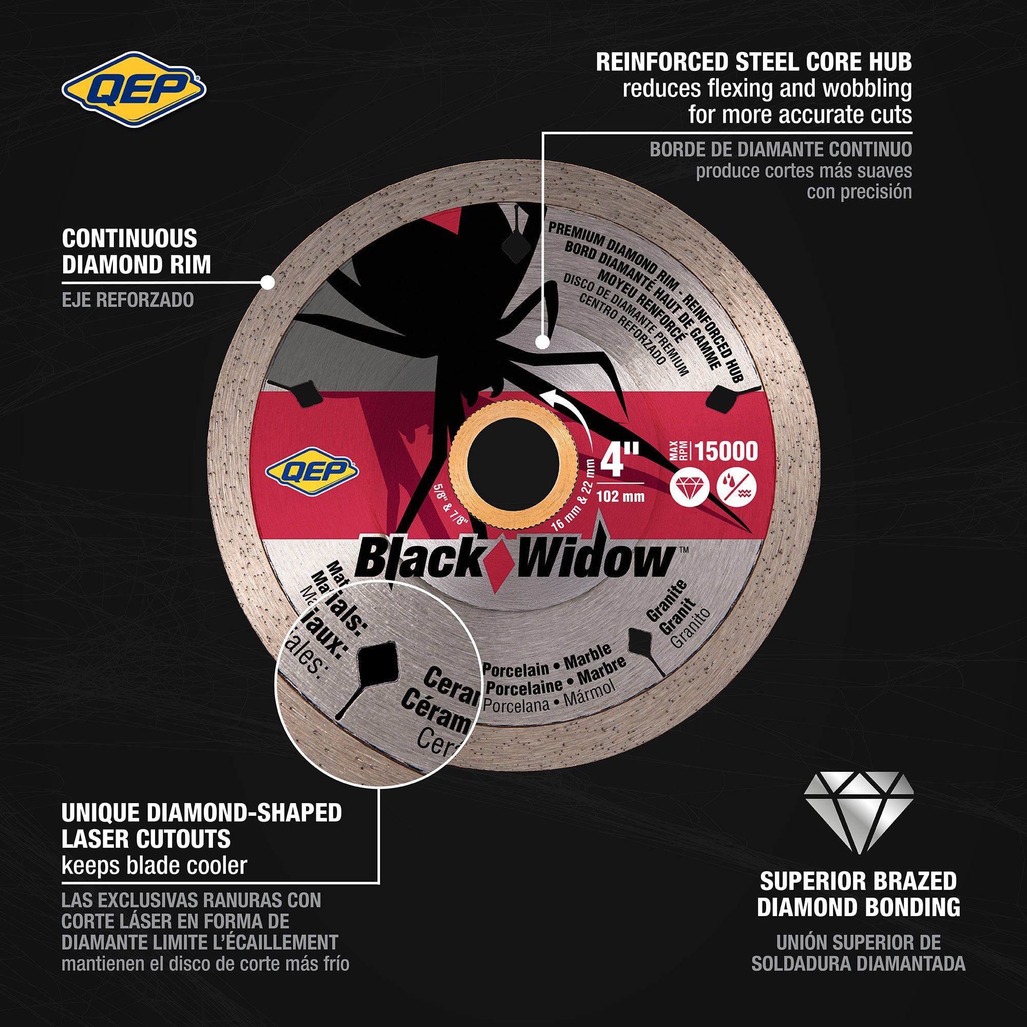 4" Black Widow Premium%2C Thin Rim Diamond Saw Blade%2C Wet/Dry Cutting - 2