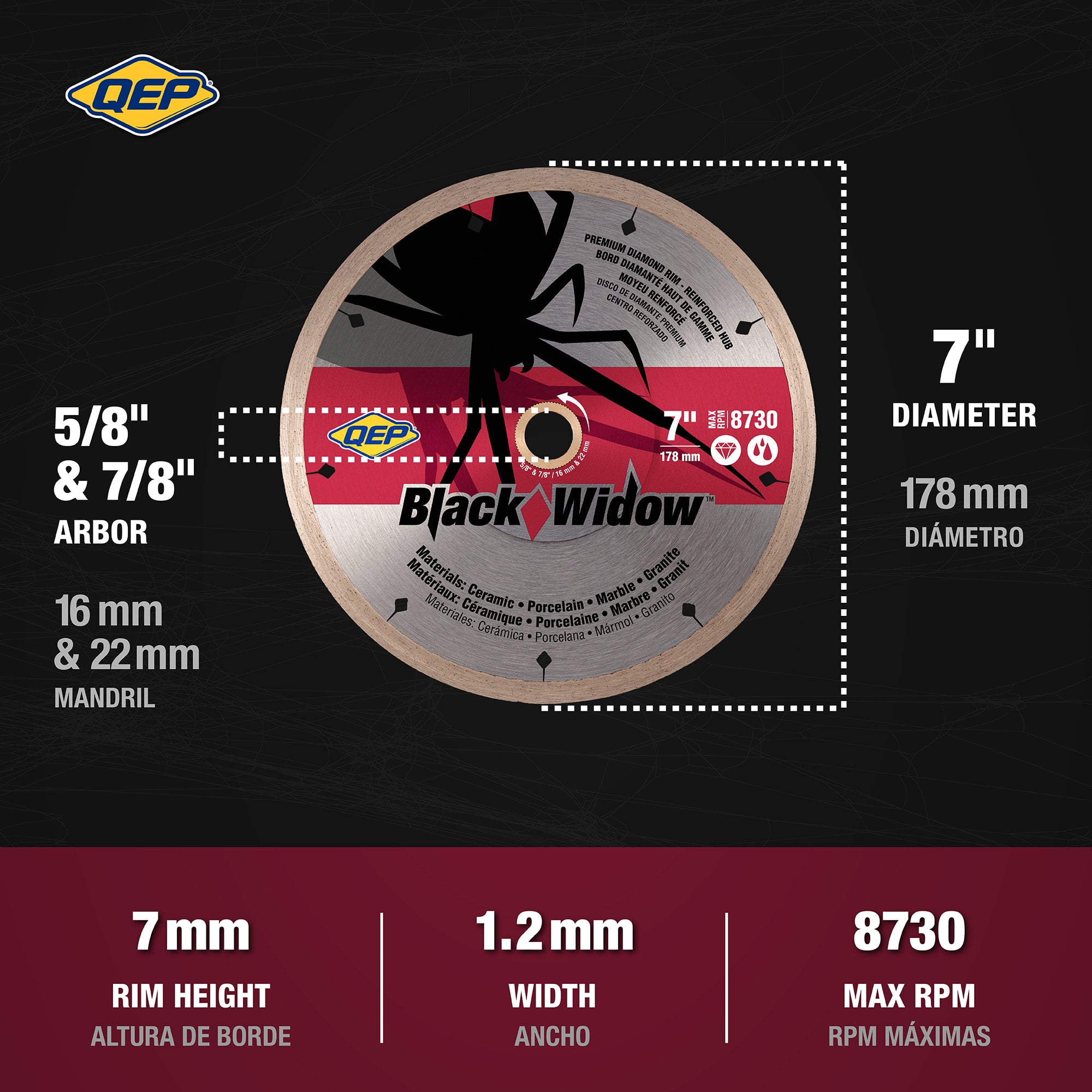 7" Black Widow Premium%2C Thin Rim Diamond Saw Blade%2C for Wet Cutting - 4
