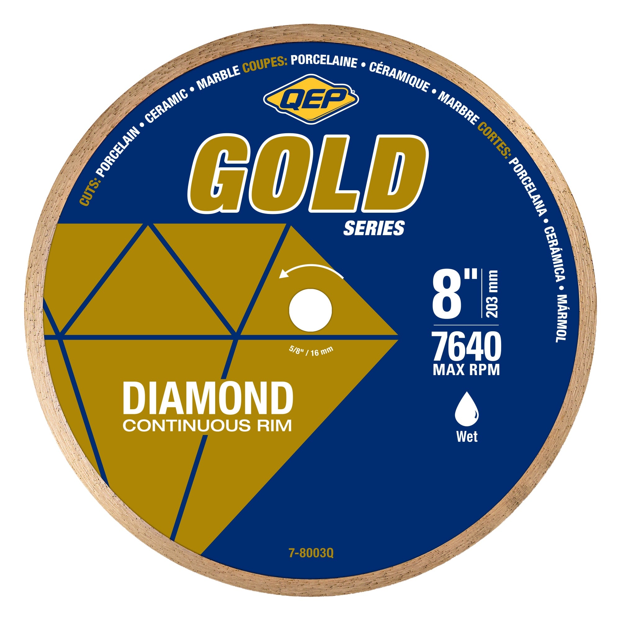 8" Gold Series Continuous Rim Diamond Saw Blade for Wet Cuts - 1