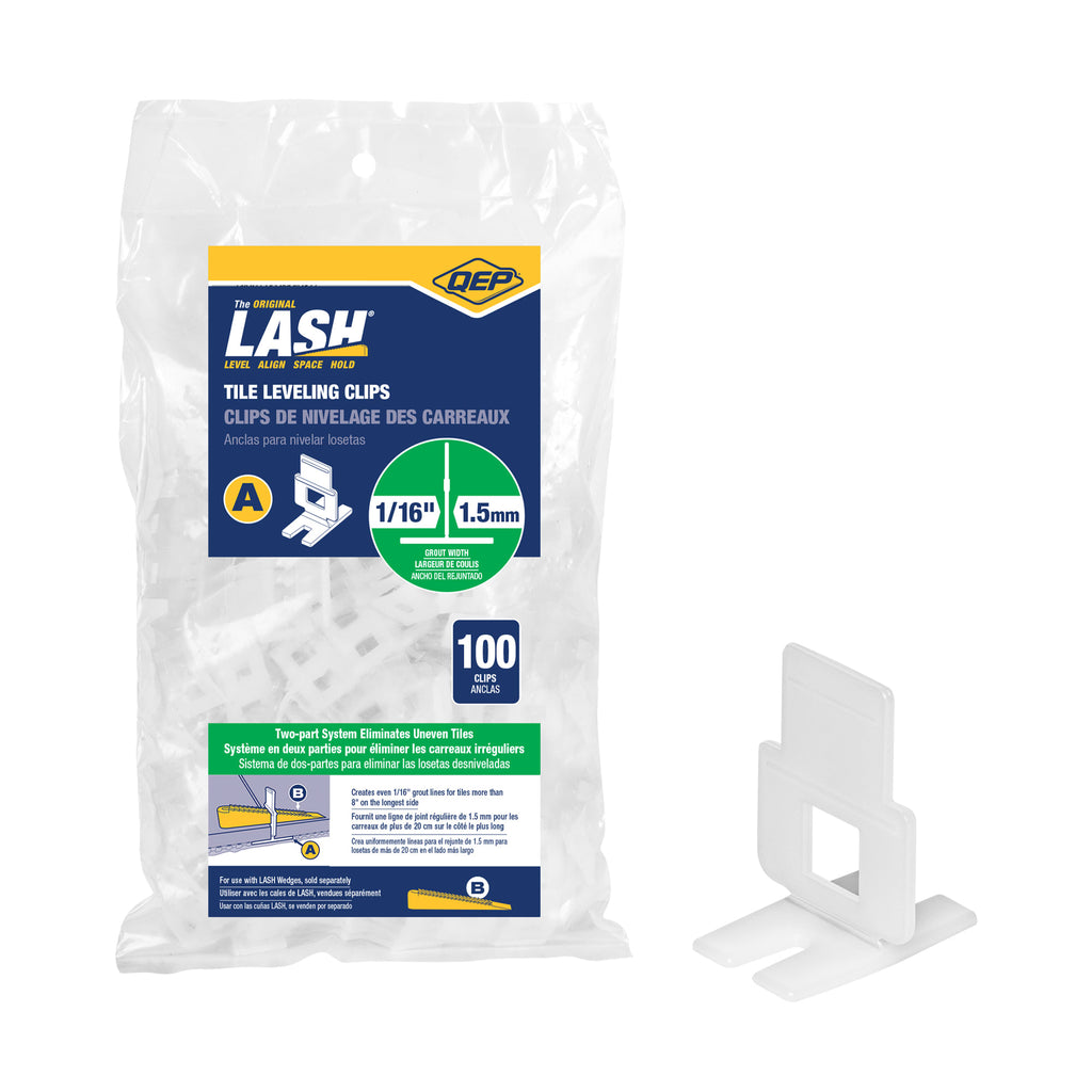 LASH Tile Leveling System Clips for 1/16" Grout (100 pack) - 1