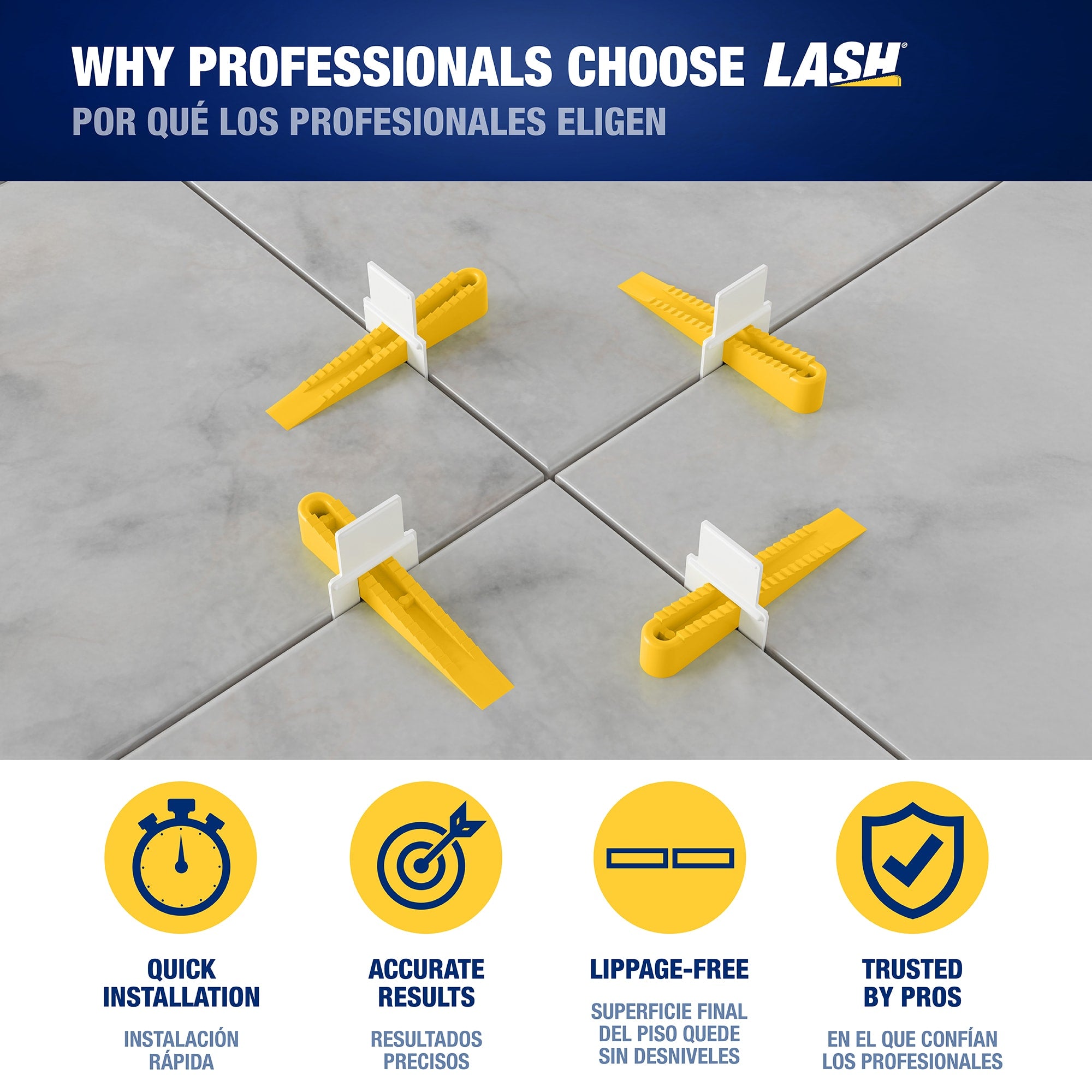 LASH Tile Leveling System Clips for 1/16" Grout (100-pack) - 3