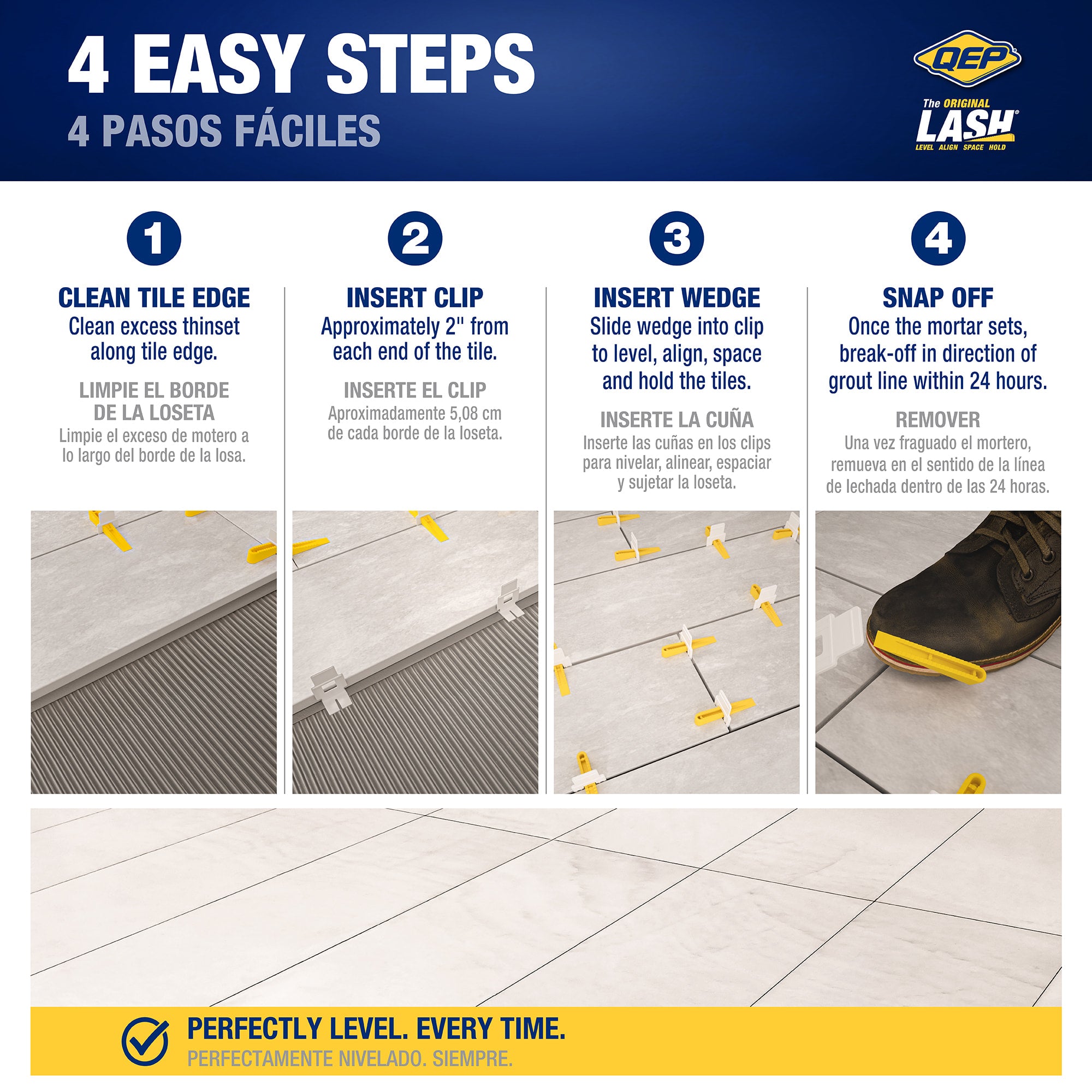 LASH Tile Leveling System Clips for 1/16" Grout (100-pack) - 5