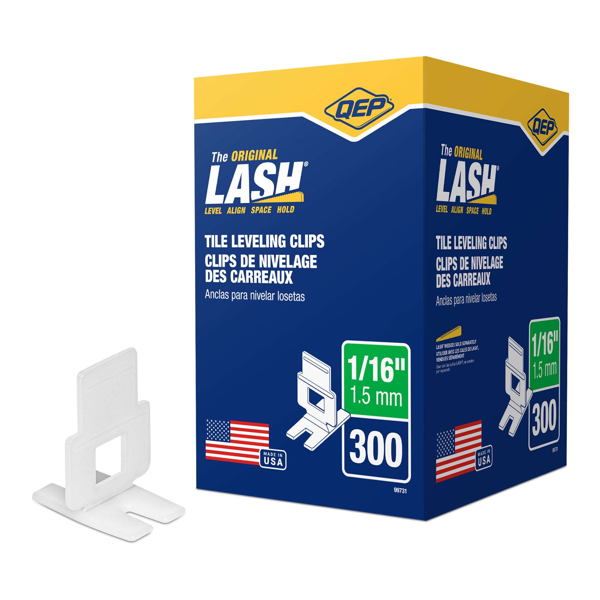 LASH Tile Leveling System Clips for 1/16" Grout (300 pack) - 1