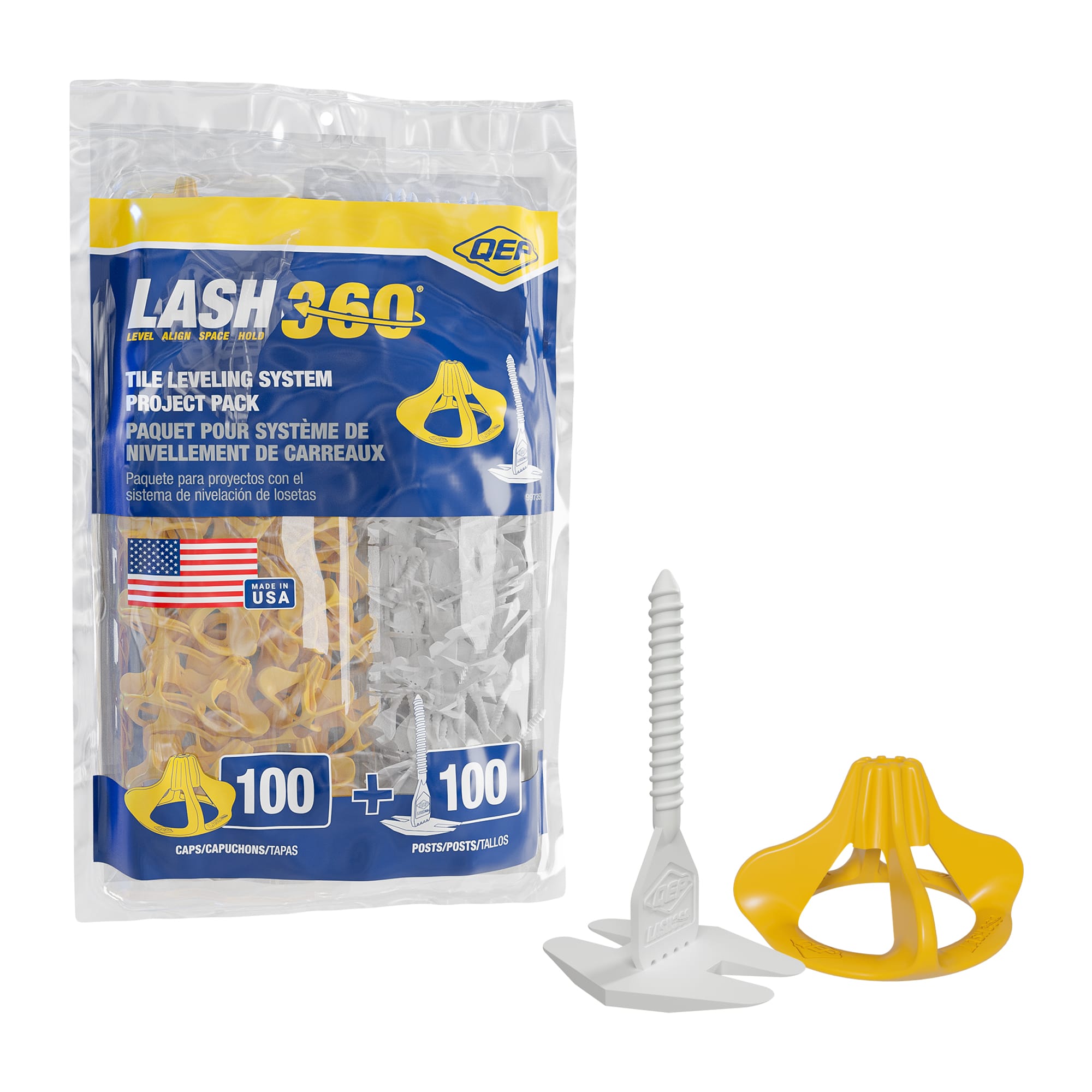 LASH 360 Tile Leveling System Project Pack - (100) 1/16" Posts & (100) Caps - 1