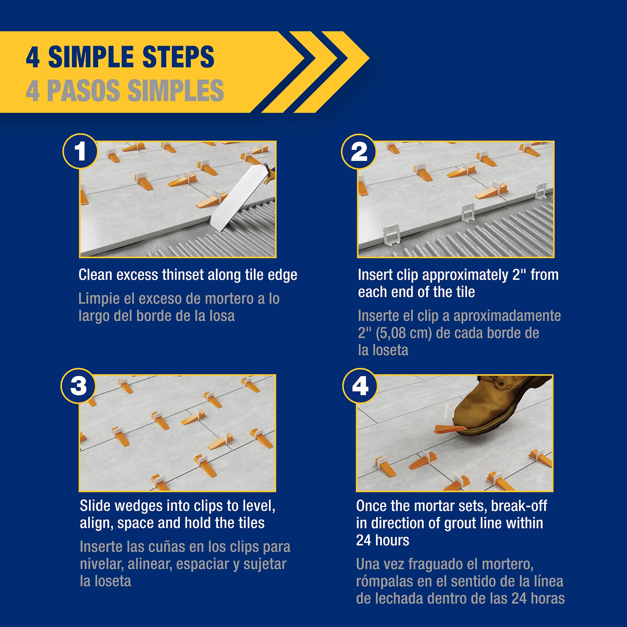 LASH XL Tile Leveling System Clips for 1/32" Grout (300 pack) - 6