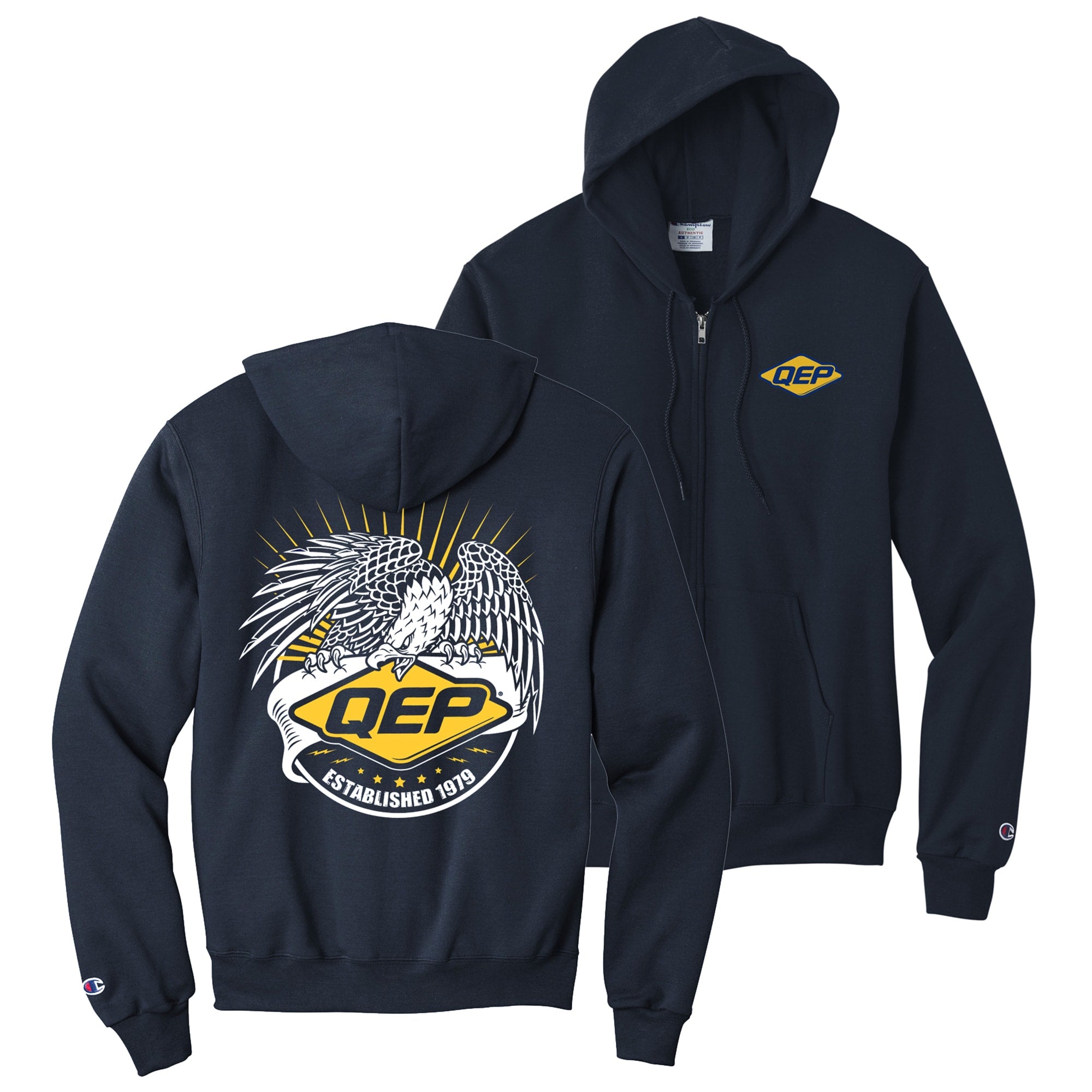 Hoodie with Iconic Eagle Graphic - Medium - Navy Blue - 1
