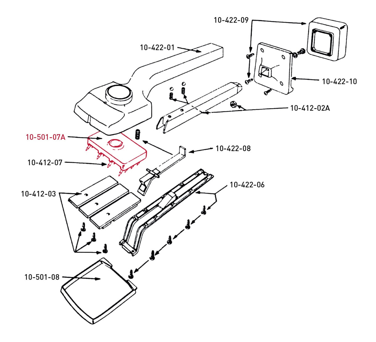 Base Plate Assembly for Carpet Knee Kickers - 4