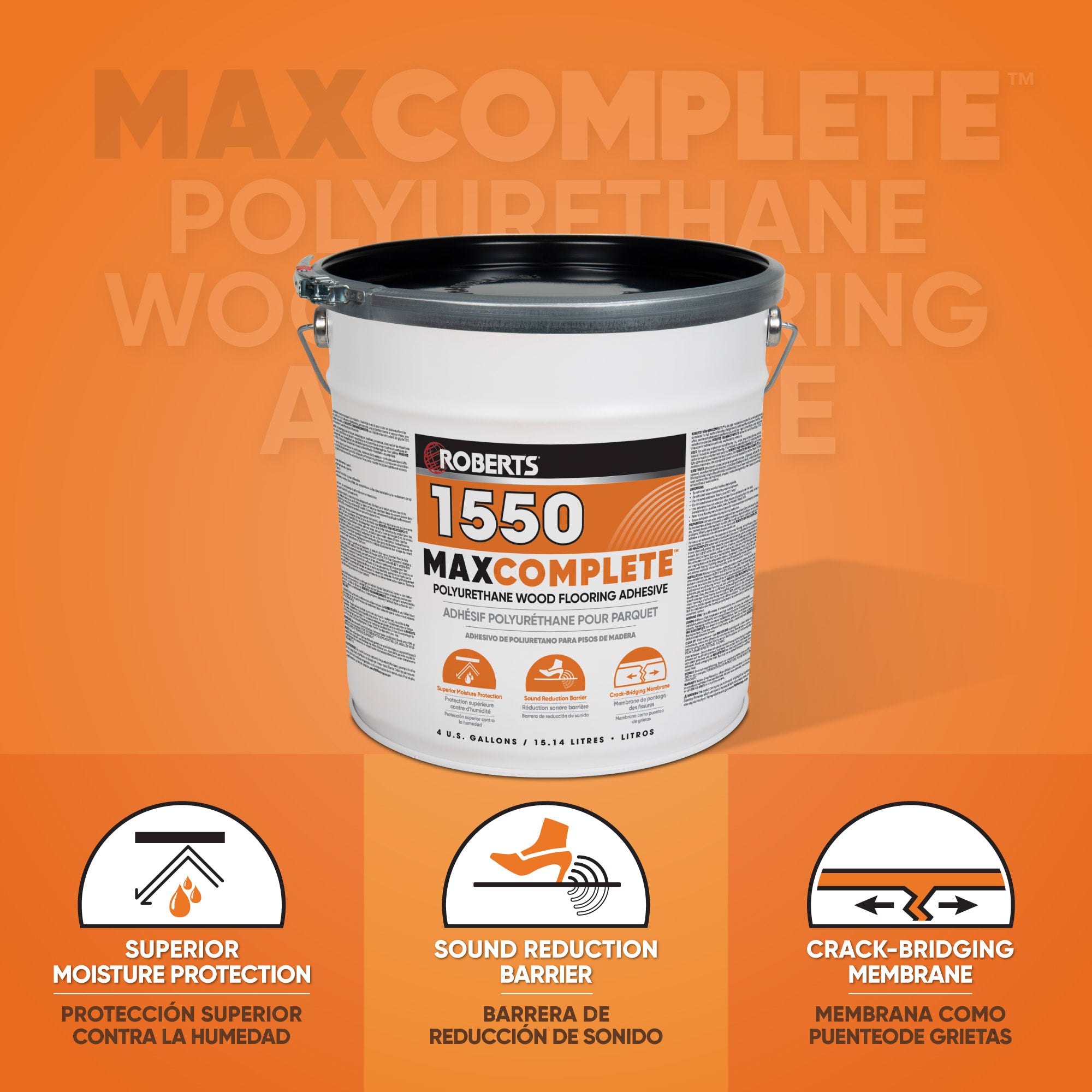 1550 MAXCOMPLETE Polyurethane Adhesive - 4 Gal. / 15.14 L - 2