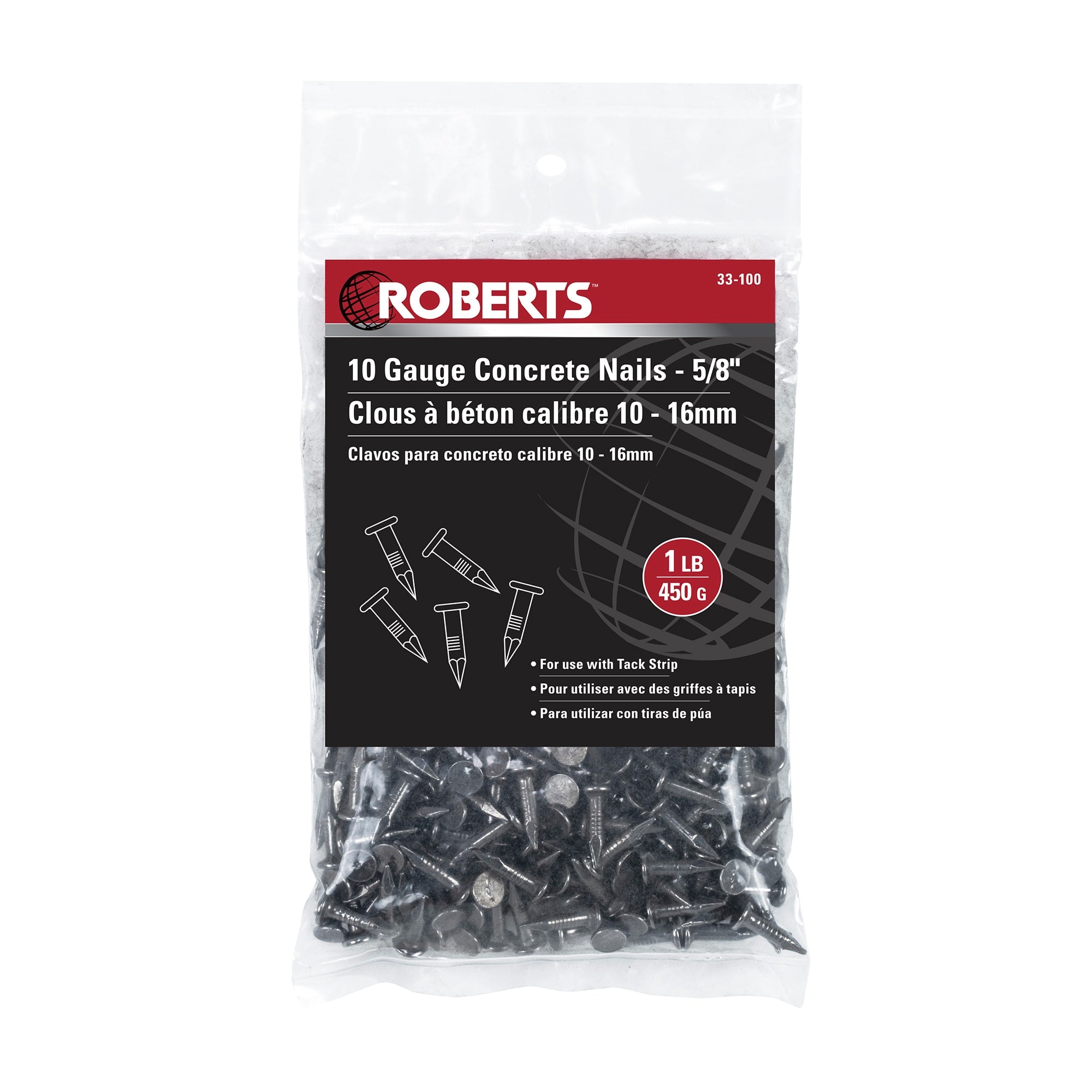 #10 x 5/8" Steel Concrete Nails (1 lb. pack) - 6