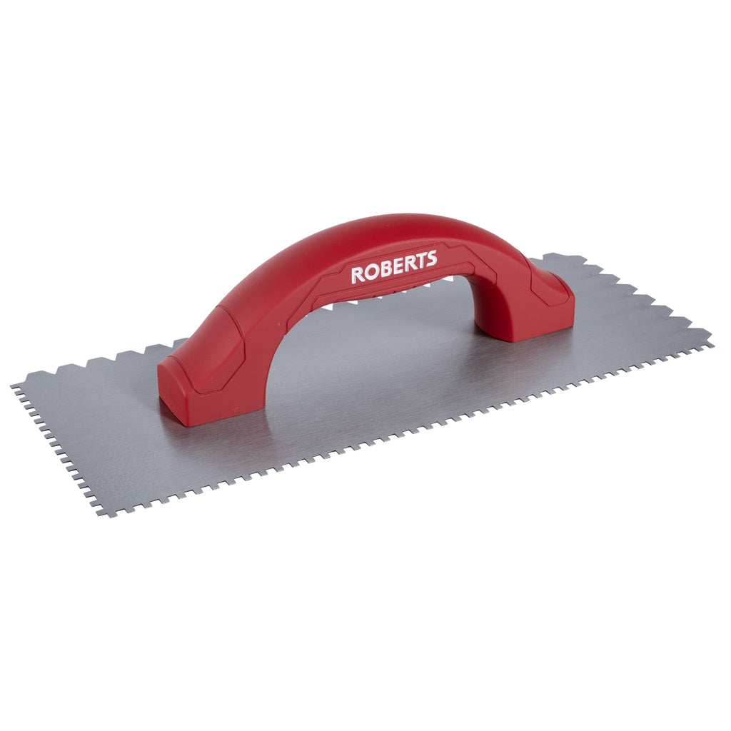 1/4" Flat V & 1/8" Square Dual-Notch Trowel w/ Comfort Grip - 1