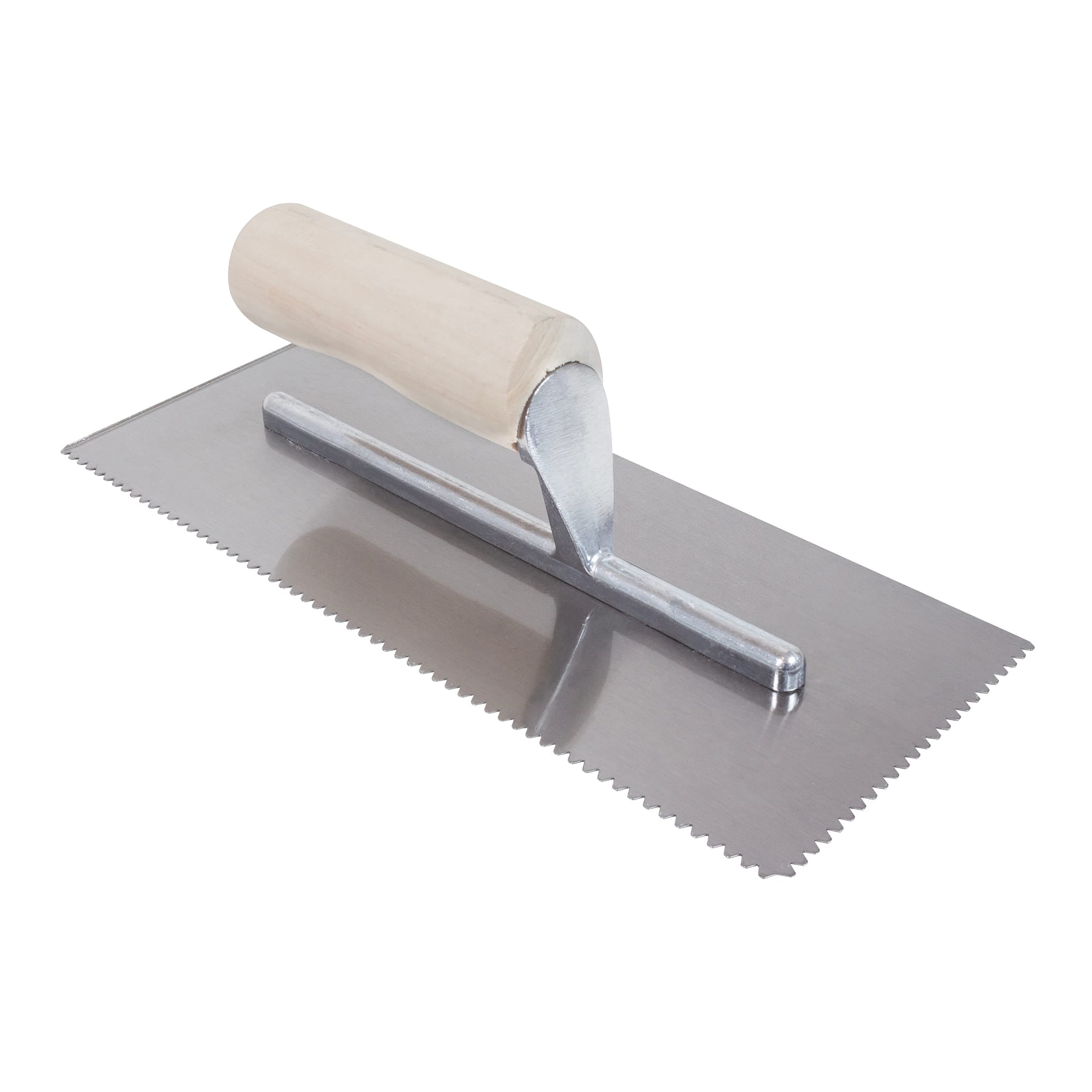 1/8" x 1/8" x 1/16" Flat Top V-Notch Pro Trowel w/ Wood Handle - 1