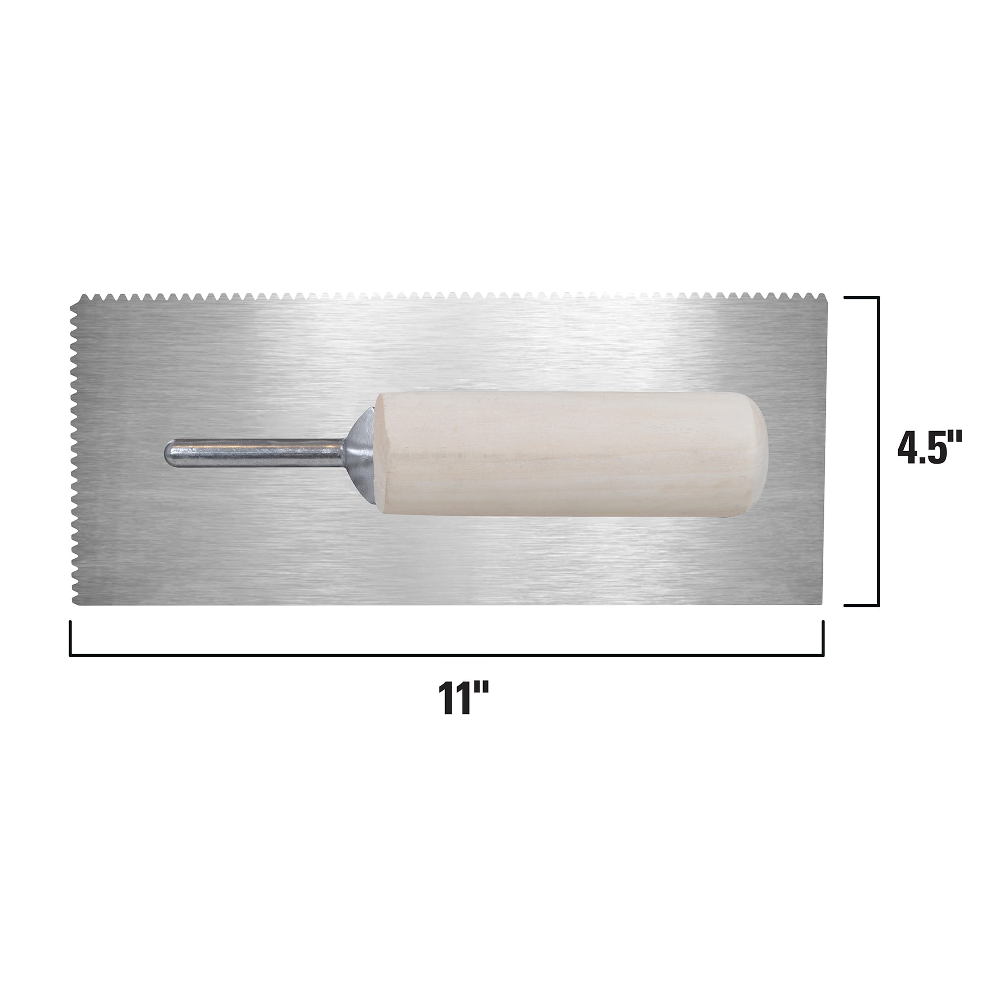 1/8" x 1/8" x 1/16" Flat Top V-Notch Pro Trowel w/ Wood Handle - 6