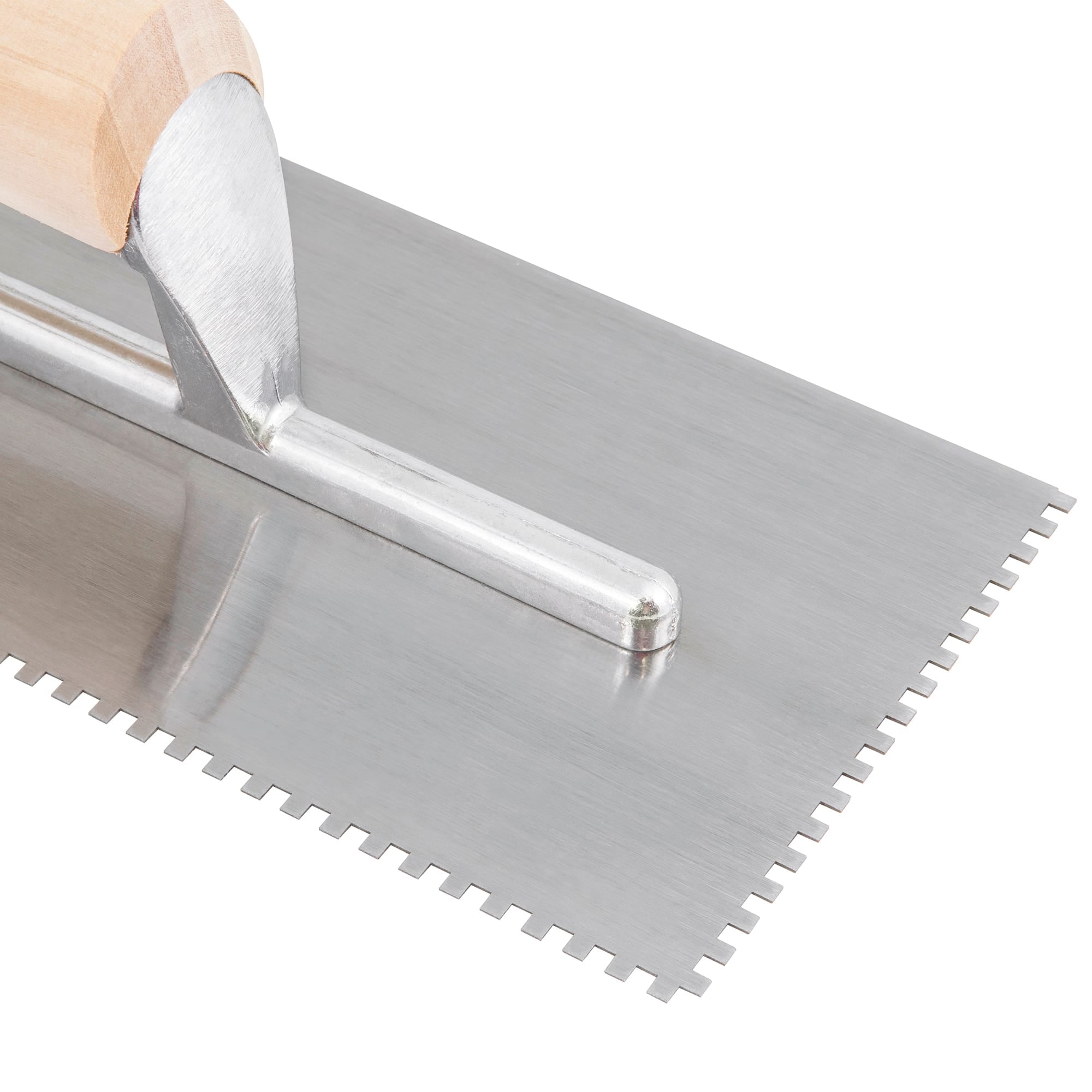 1/8" x 1/8" x 1/8" Square Notch Steel Pro Trowel w/ Wood Handle - 5