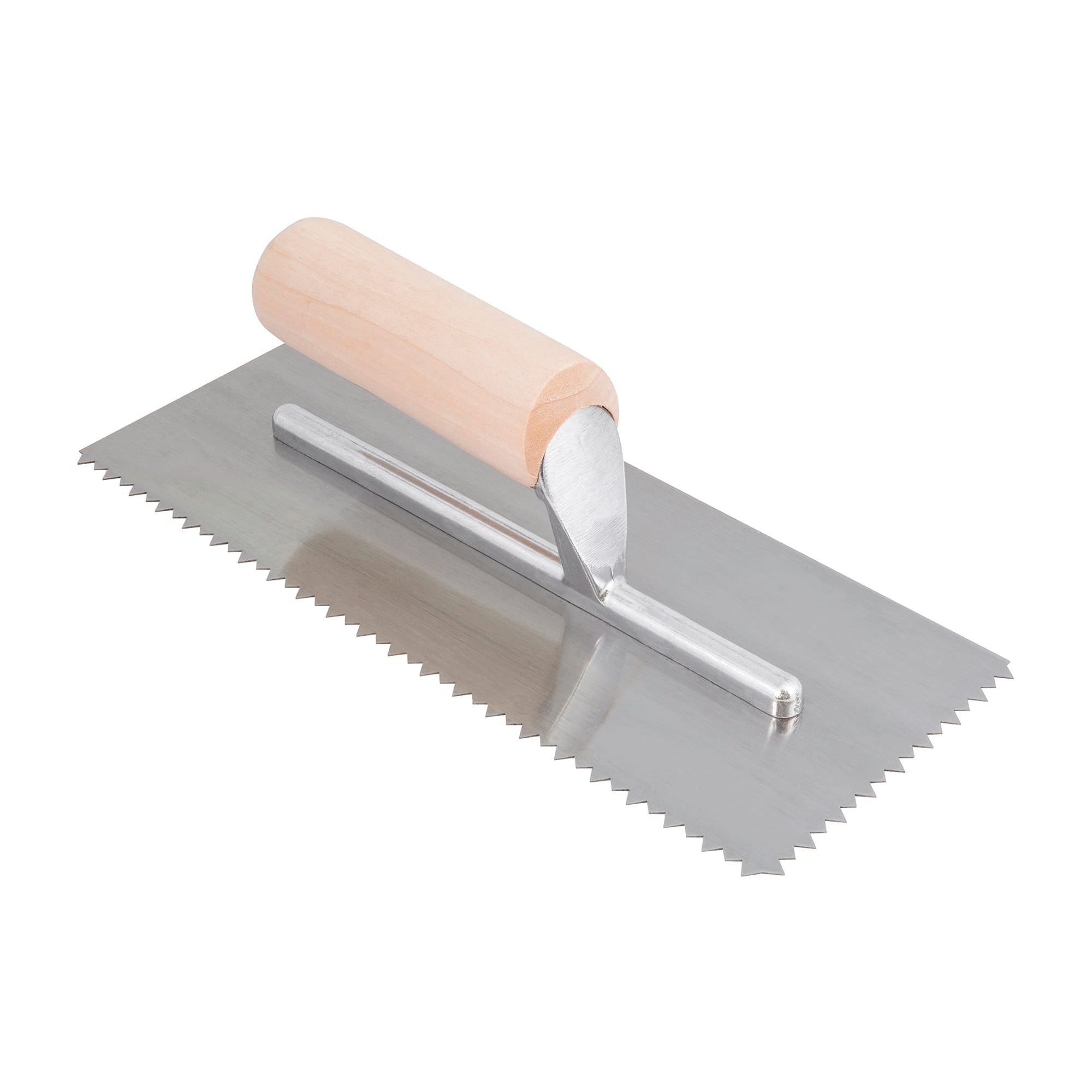 1/4" x 3/16" Tiger Tooth V-Notch Steel Pro Trowel with Wood Handle - 1
