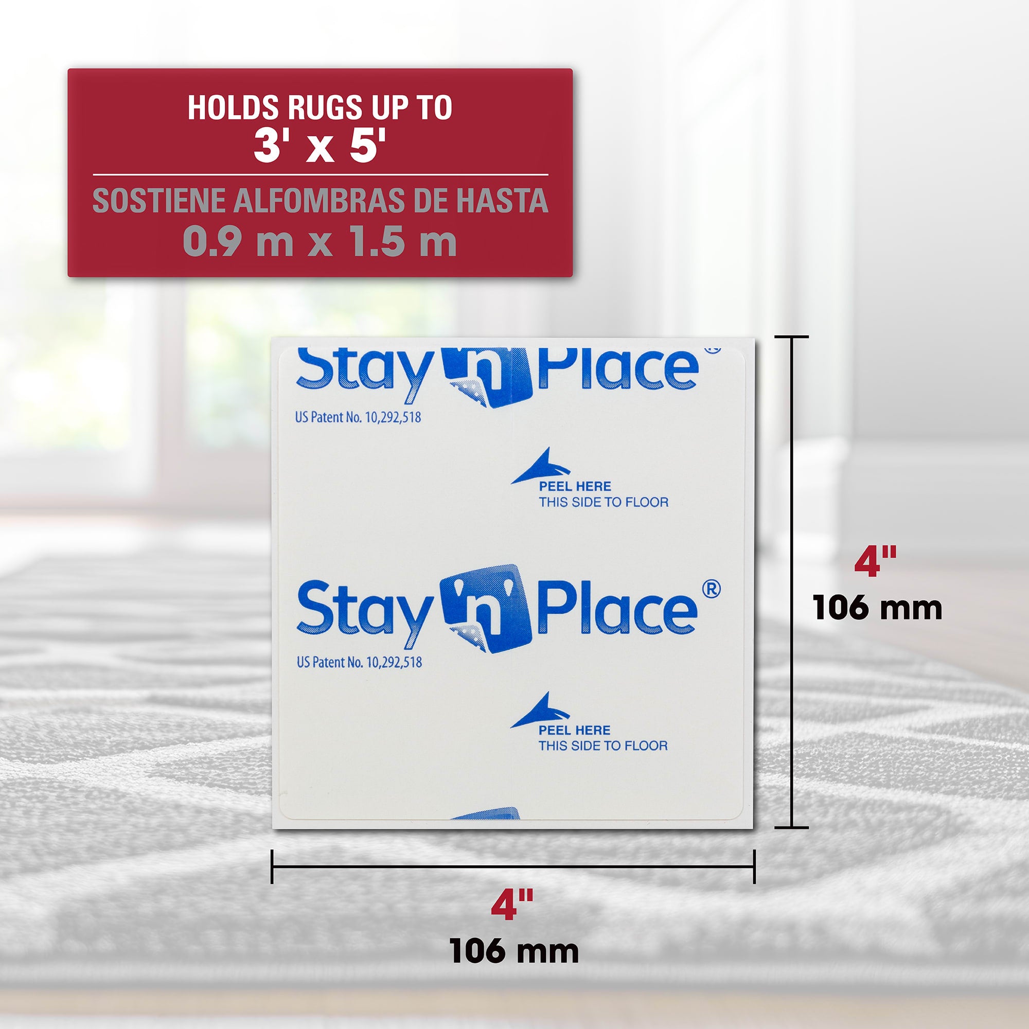 Stay N' Place 4" x 4" Rug Tabs (4 pack) - 4