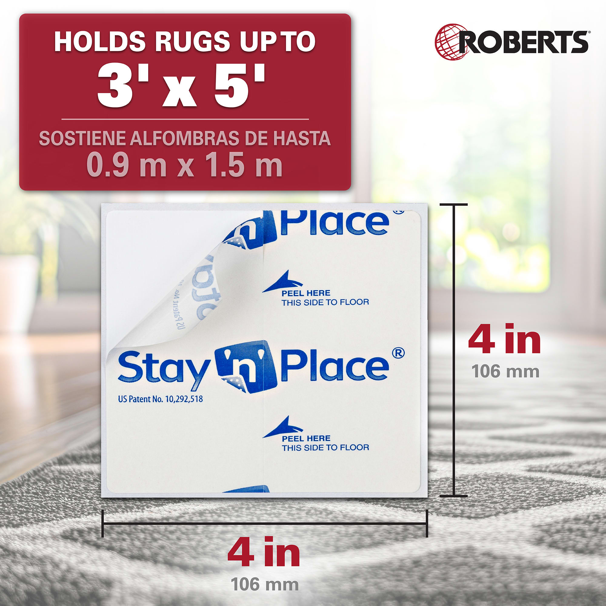 Stay N' Place 4" x 4" Rug Tabs (4 pack) - 4