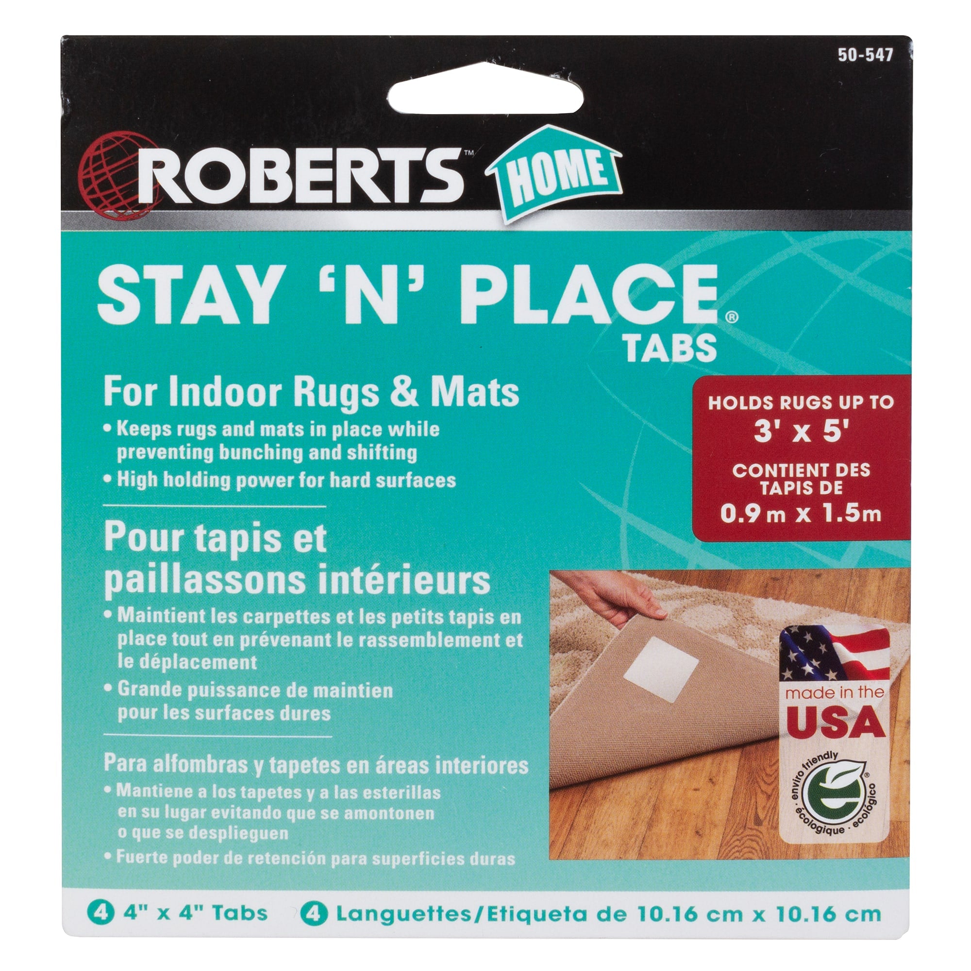 Stay N' Place 4" x 4" Rug Tabs (4 pack) - 6