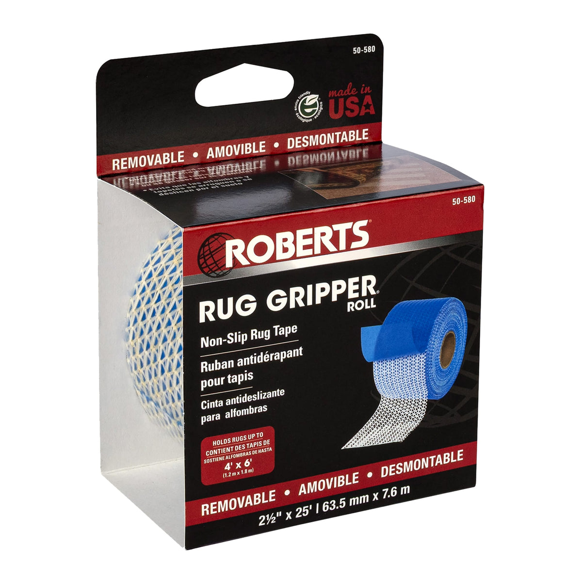 Rug Gripper Anti-Slip Tape for Indoor Rugs & Mats - 2.5" x 25' - 5
