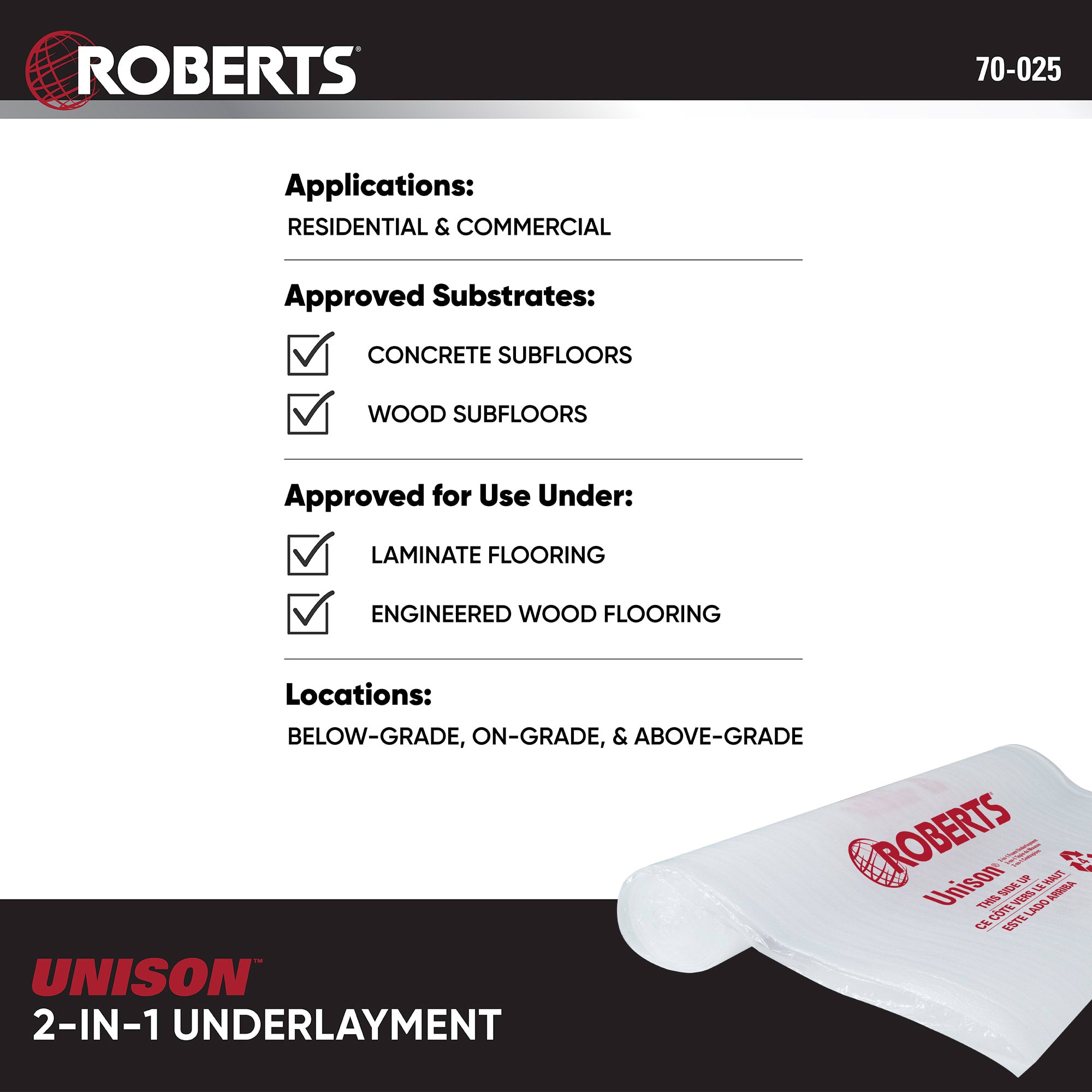 Unison Premium 2-in-1 Underlayment Roll - 100 sq. ft. (48" x 25') - 6