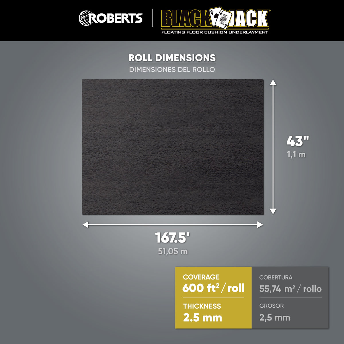 Black Jack Floating Floor Cushion Underlayment Roll - 600 sq. ft. - 7