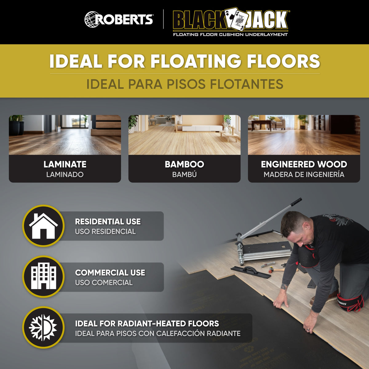 Black Jack Floating Floor Cushion Underlayment Roll - 100 sq. ft. - 3