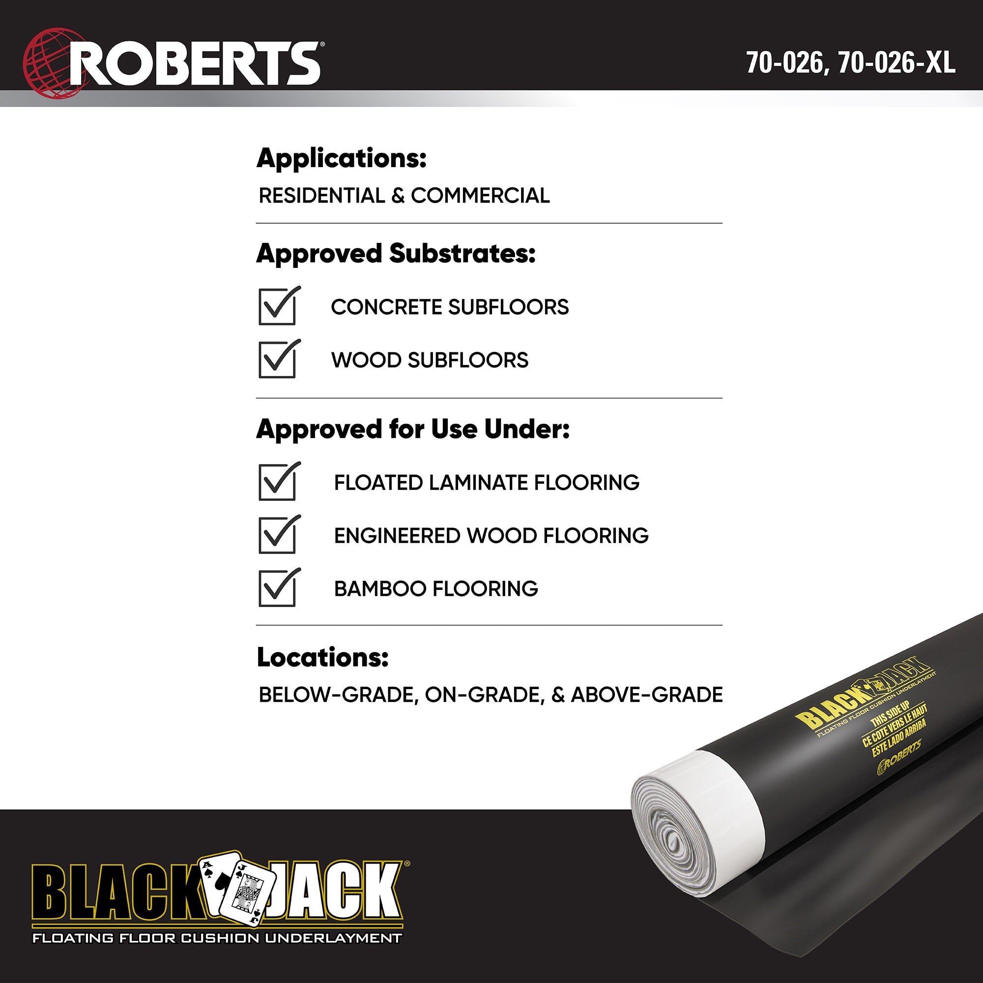 Black Jack Floating Floor Cushion Underlayment Roll - 100 sq. ft. - 8