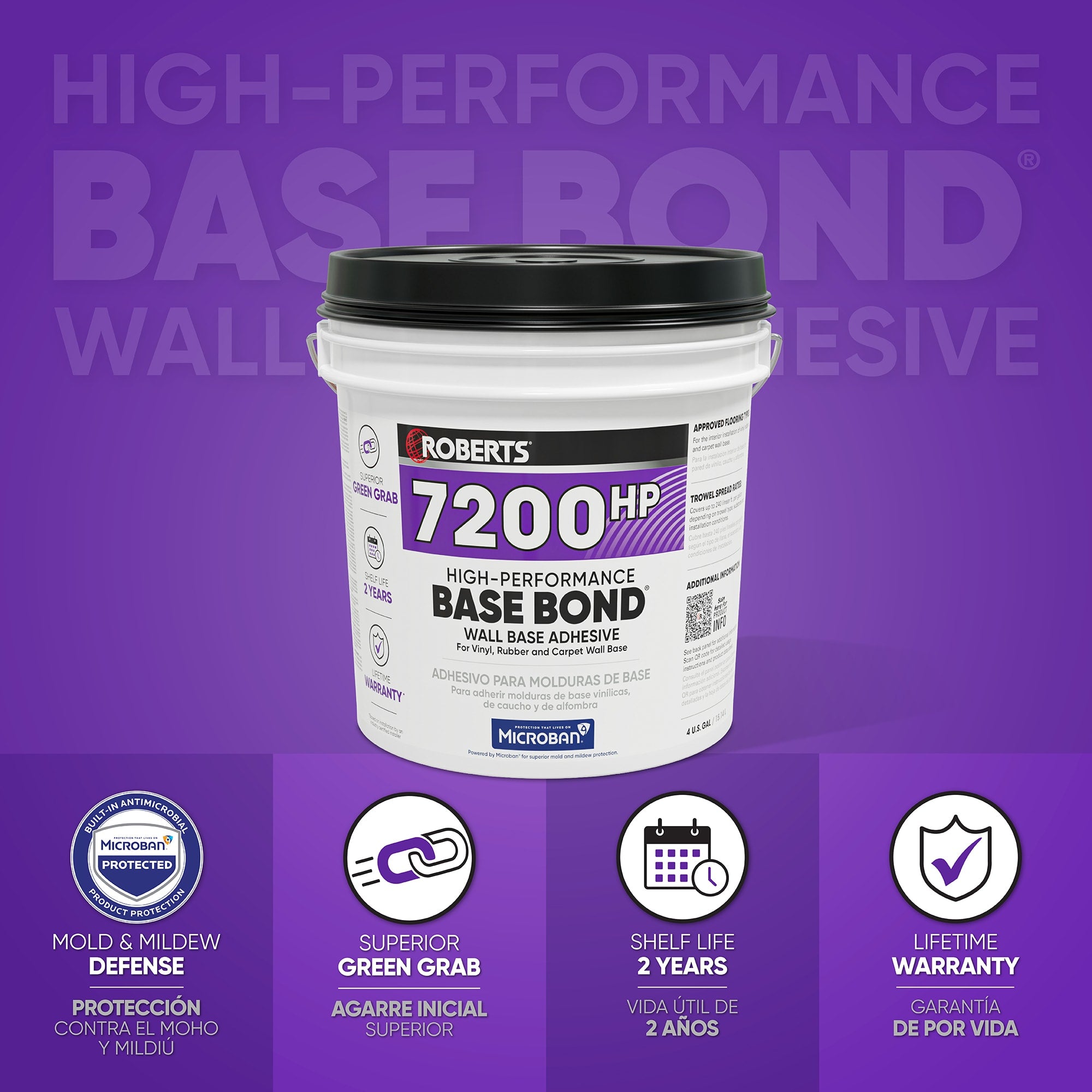 High-Performance BASE BOND Wall Base Adhesive - 4 Gal. (15.14 L) - 2