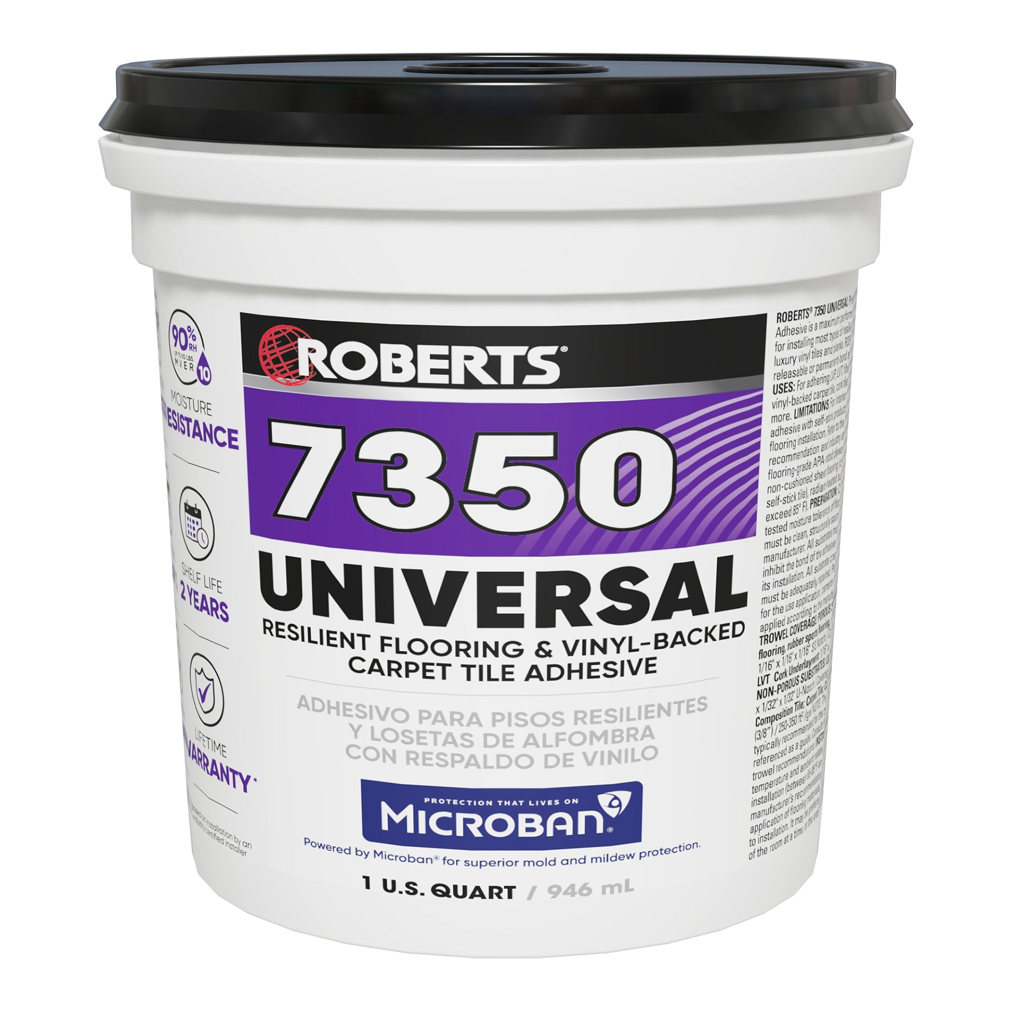 7350 UNIVERSAL Resilient Flooring & Vinyl-Backed Carpet Tile Adhesive - 1 Qt. / 946 mL - 1