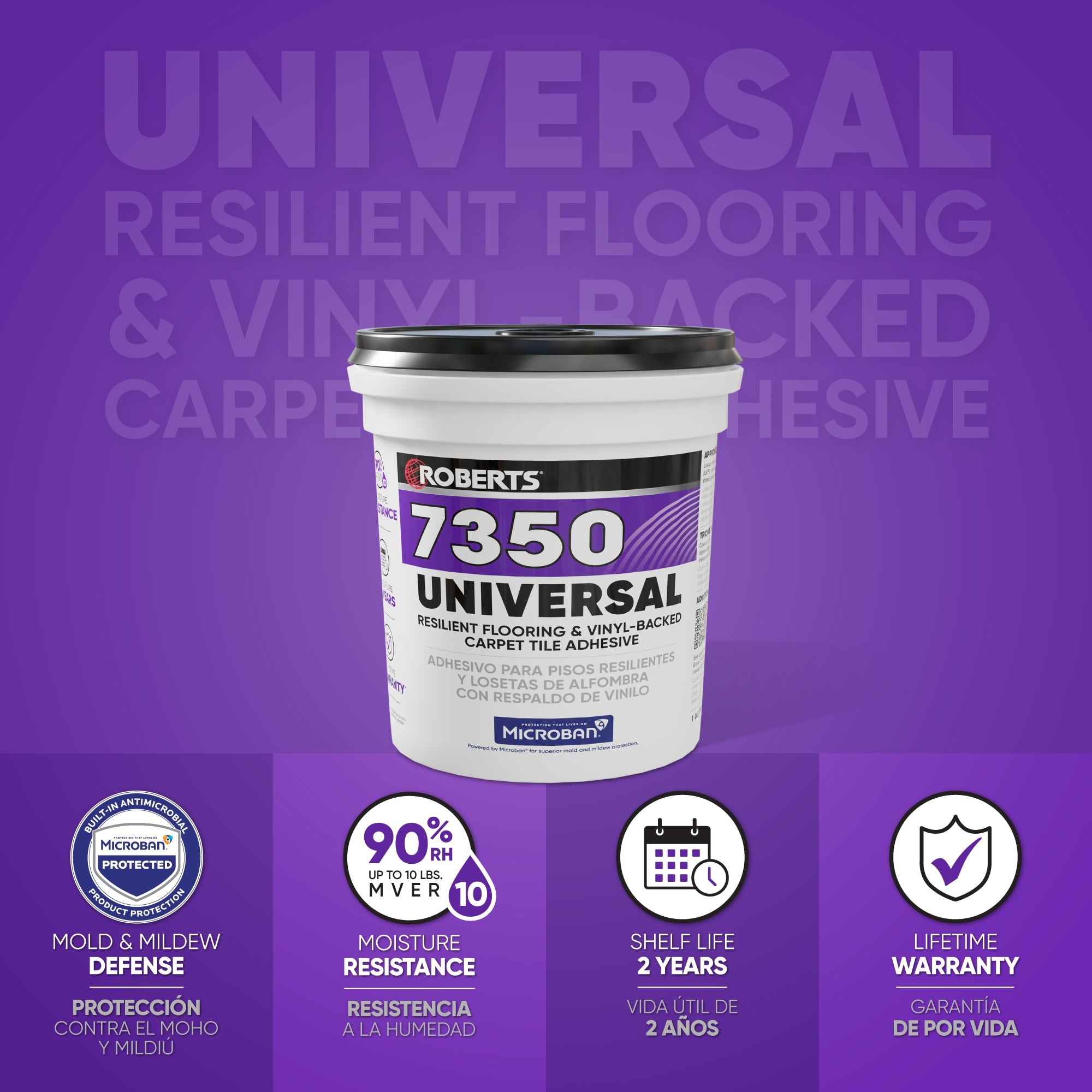 7350 UNIVERSAL Resilient Flooring & Vinyl-Backed Carpet Tile Adhesive - 1 Gal. / 3.78 L - 2