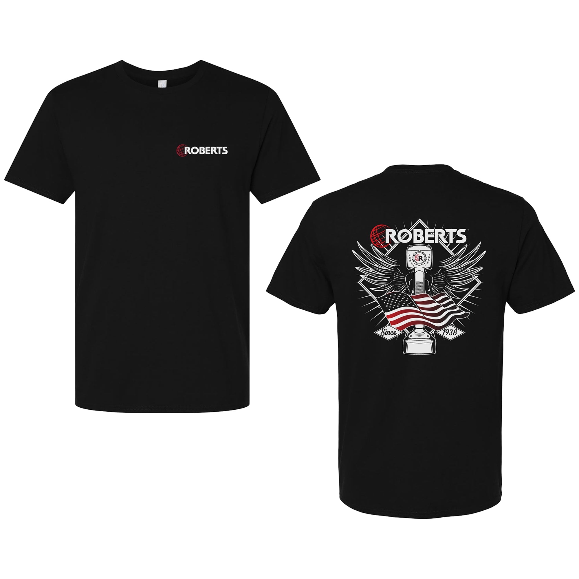 T-Shirt with Iconic Wings & American Flag Graphic - Small - Black - 1