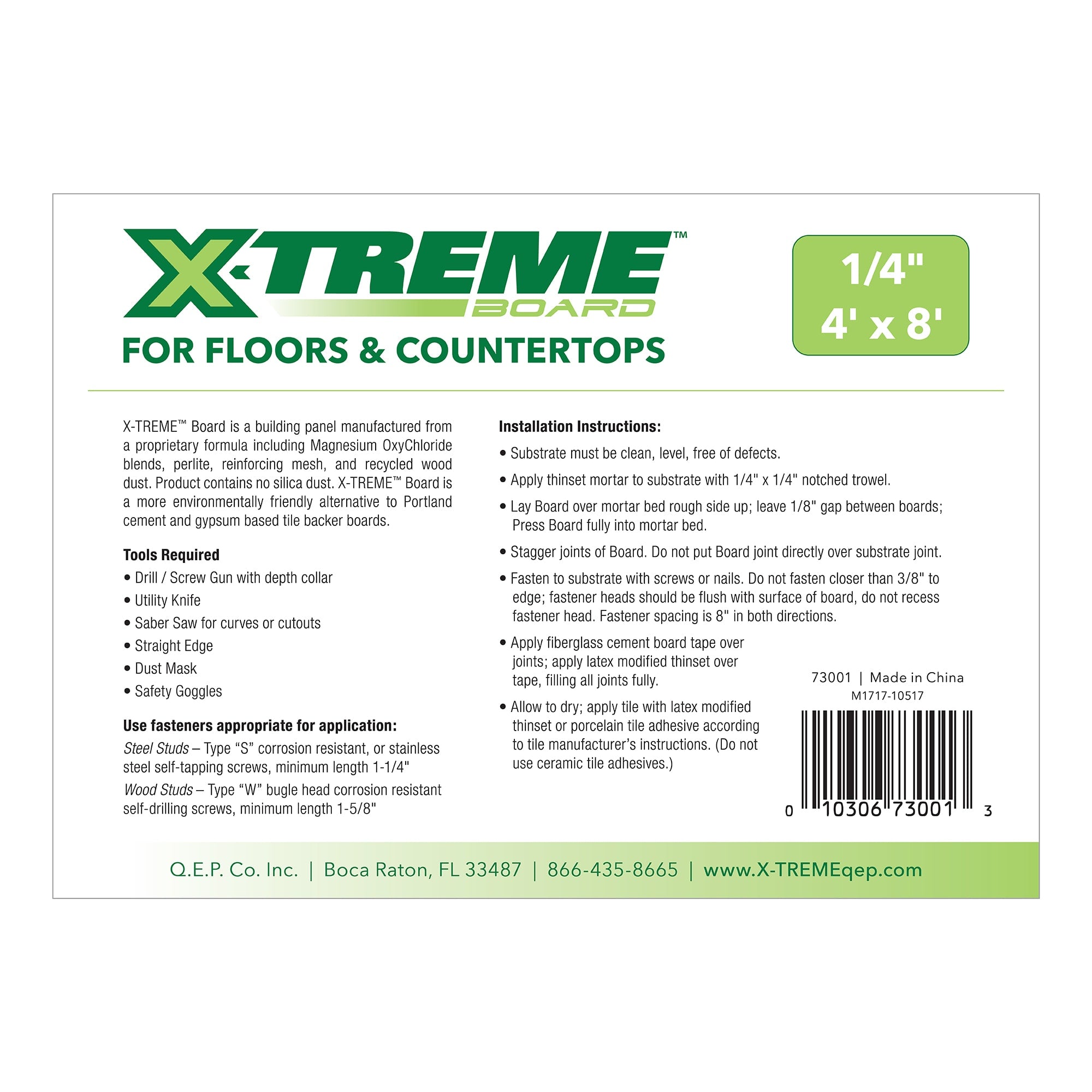 1/4" Cement Backer Board for Walls%2C Counters & Floors - 4' x 8' - 3
