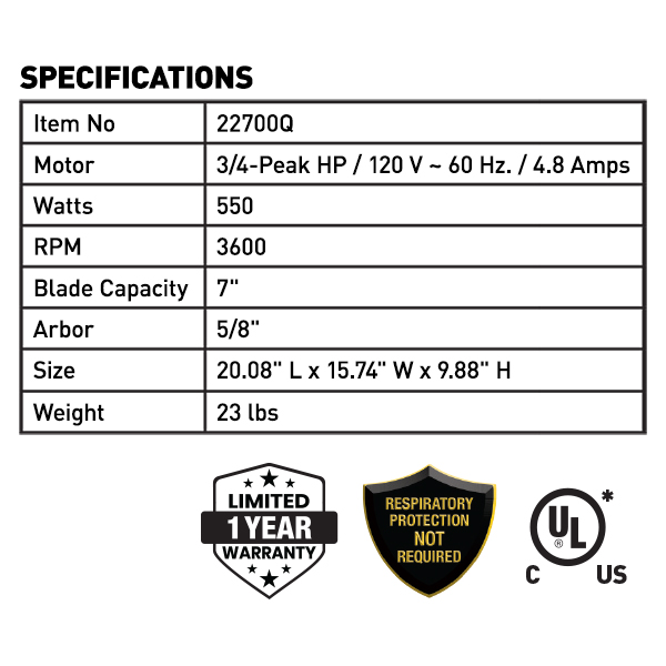 7" 700XT Wet Tile Saw QEP